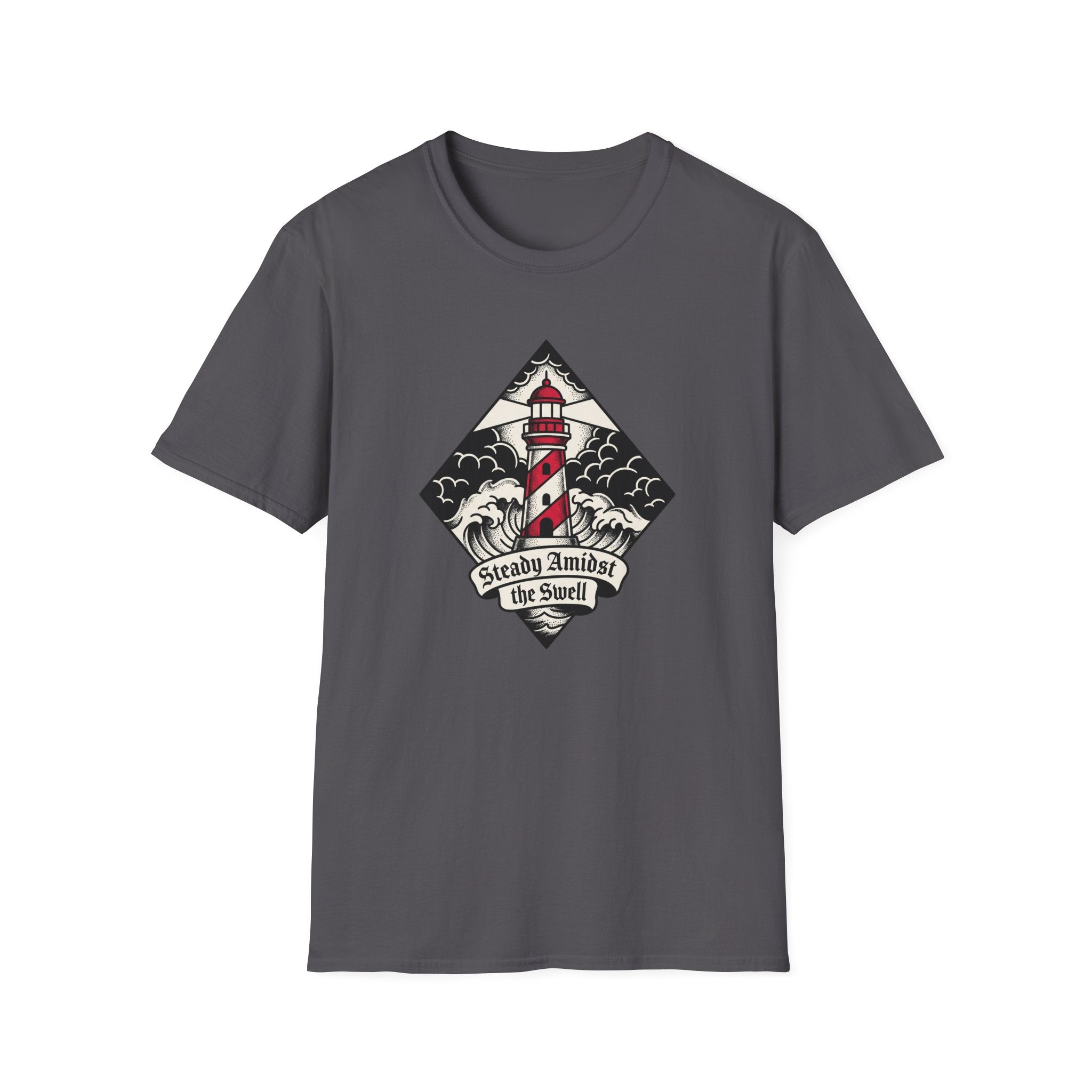 Lighthouse Graphic T-Shirt — "Steady Amidst the Swell" Nautical Tee