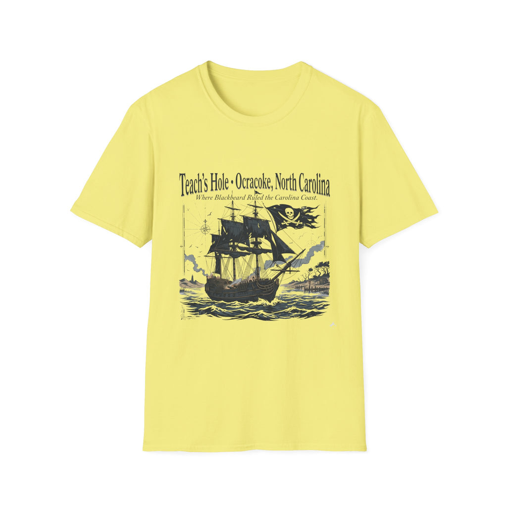 Teach's Hole Ocracoke, North Carolina T-Shirt — Blackbeard Pirate Ship Coastal Souvenir