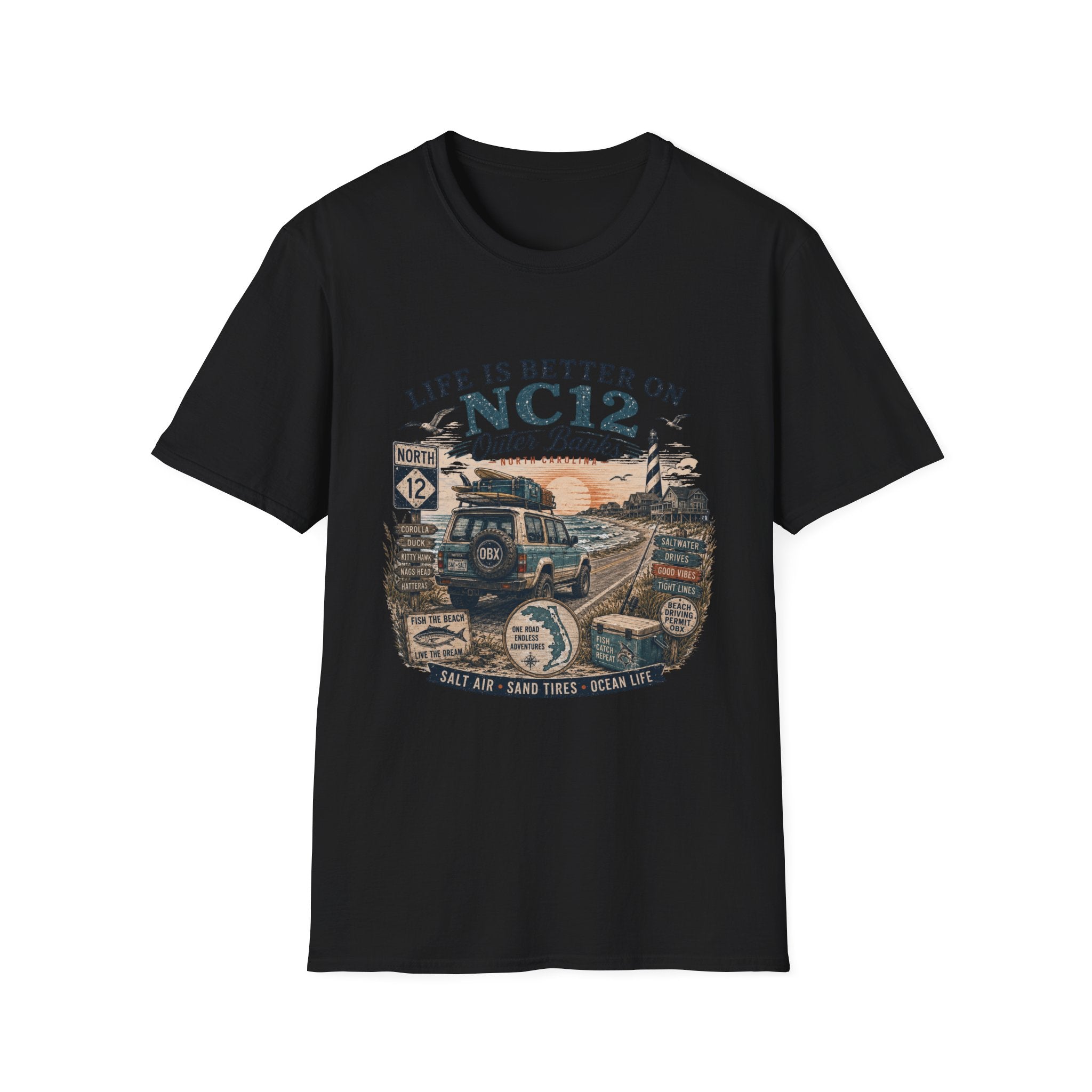 Life Is Better on NC 12 Outer Banks T-Shirt — Coastal Beach Road Trip Tee
