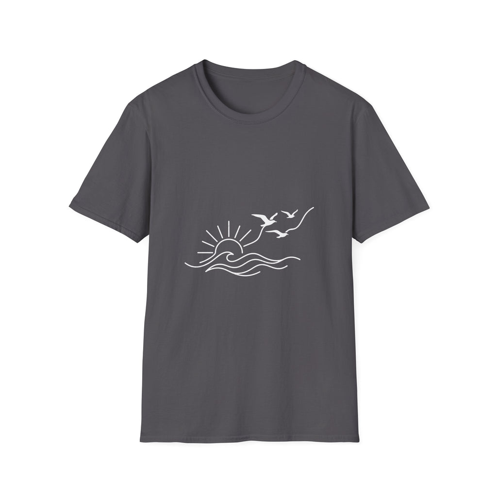 Sunrise Seagulls Graphic T-Shirt — Minimal Beach Sunset Tee