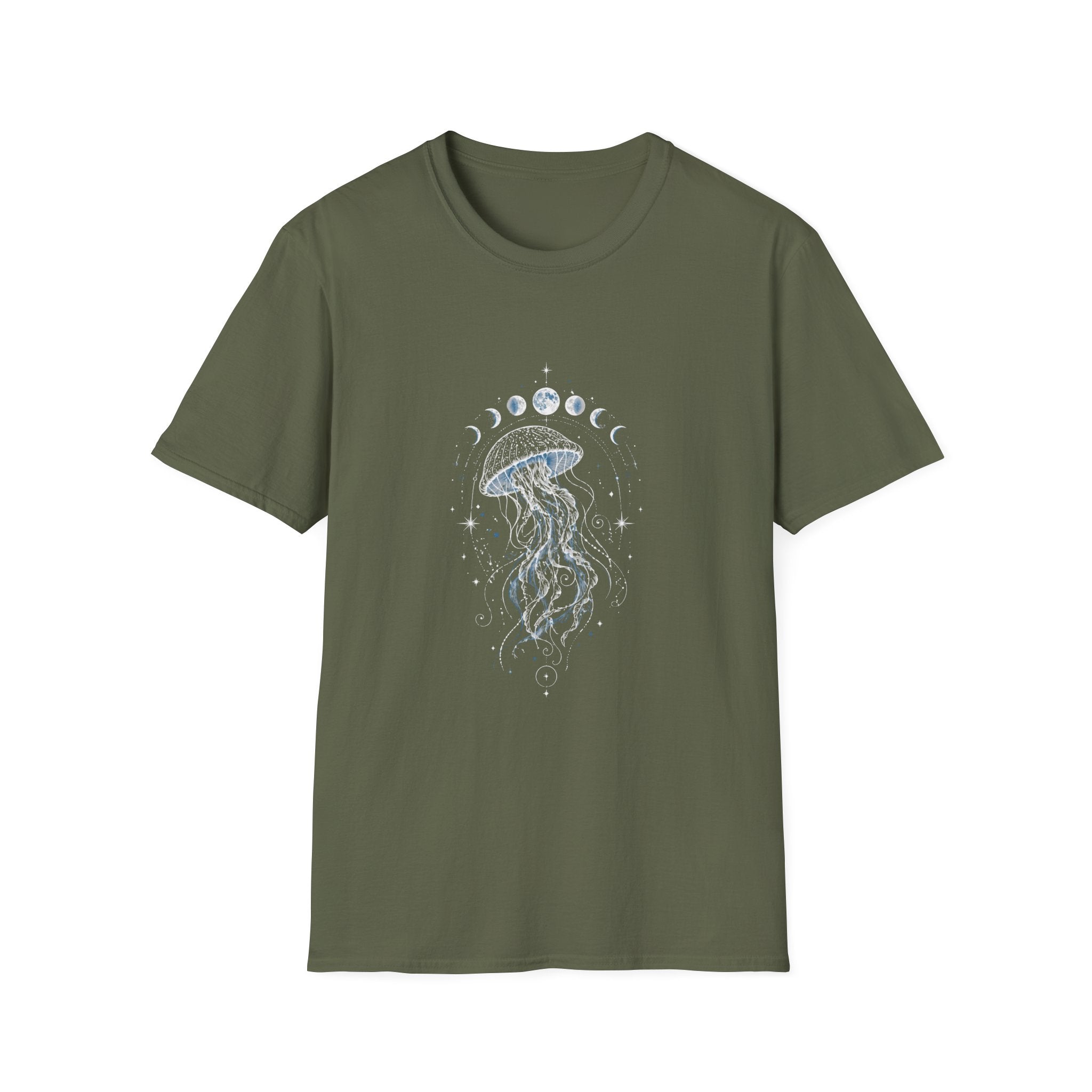 Moon Phase Jellyfish T-Shirt - Celestial Ocean Graphic Tee