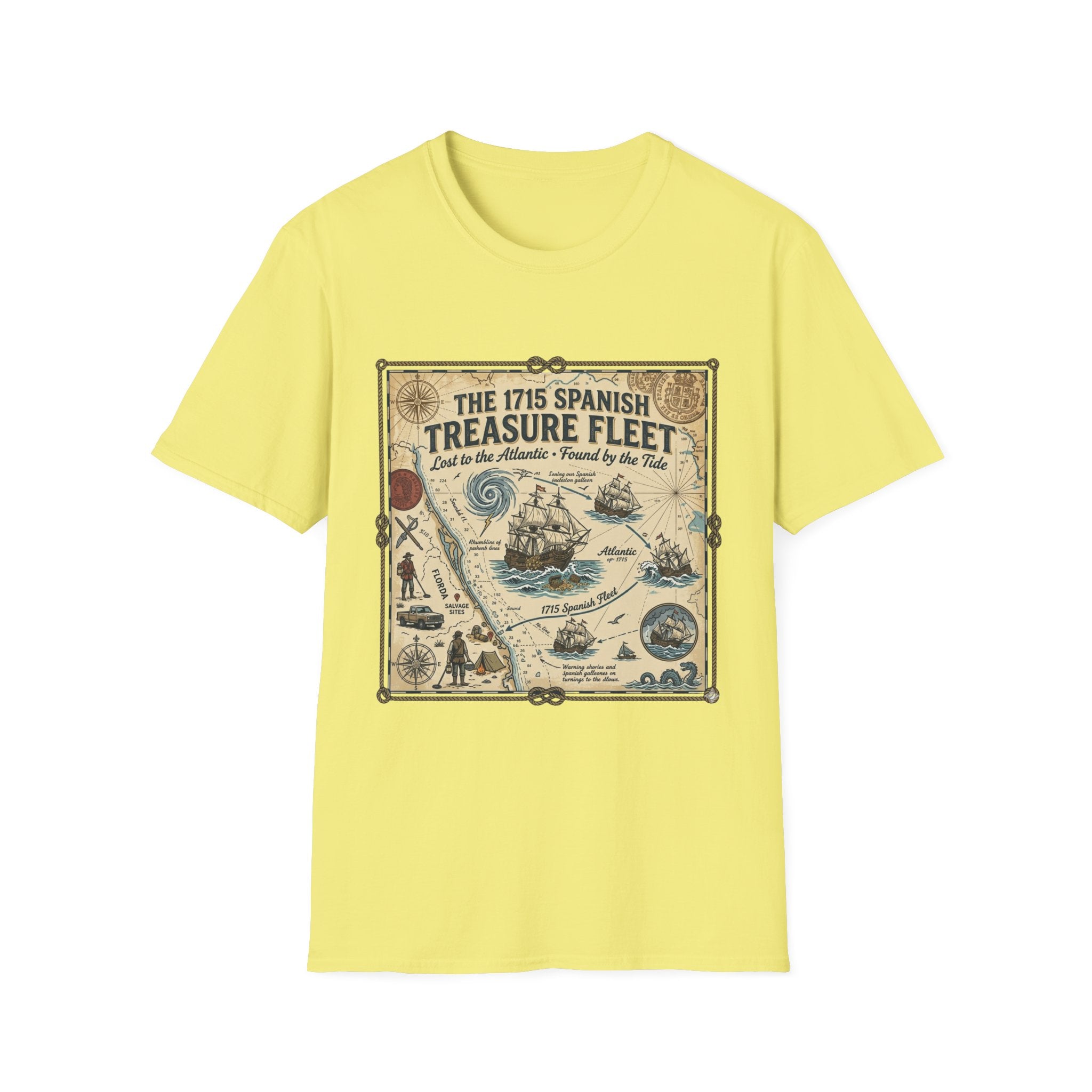 Treasure Fleet T-Shirt — 1715 Spanish Shipwreck Map Vintage Dive Tee
