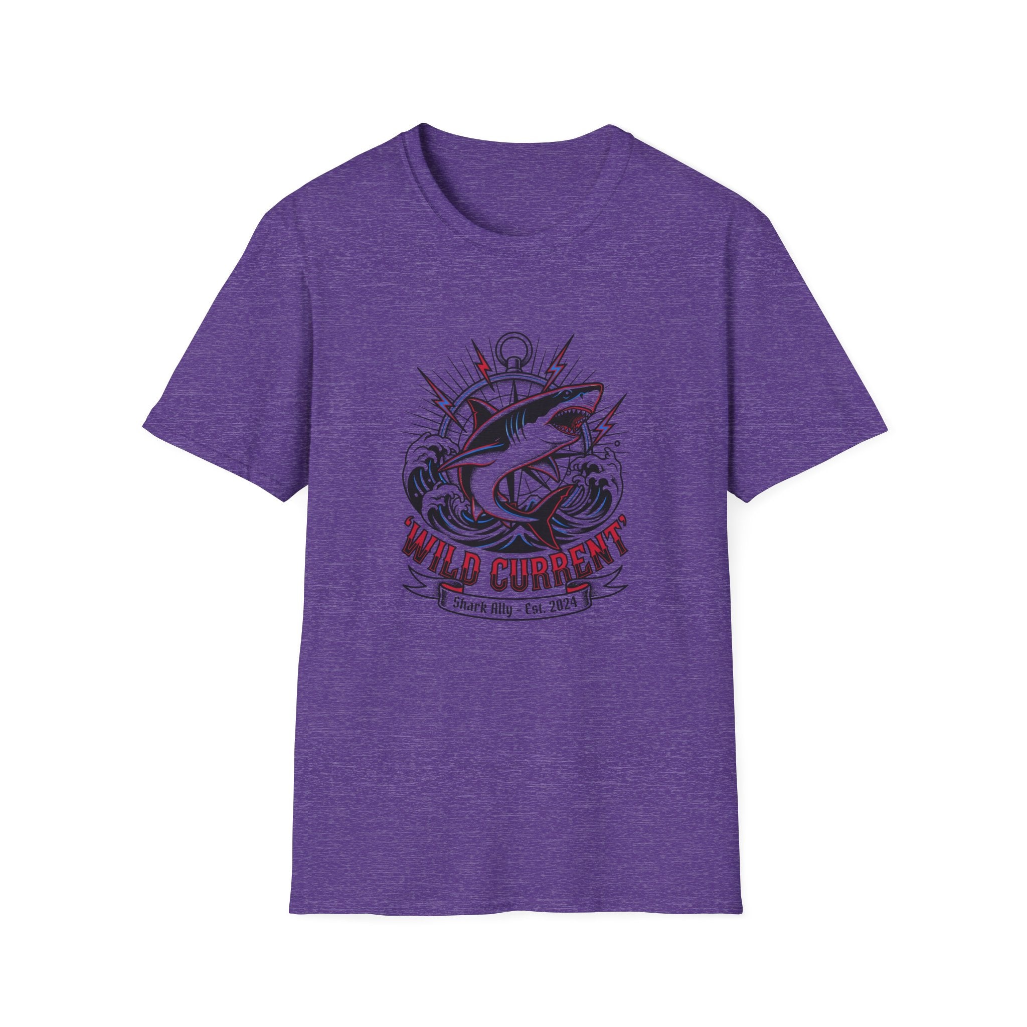 Shark "Wild Current" Graphic T-Shirt — Nautical Fishing Crew Tee