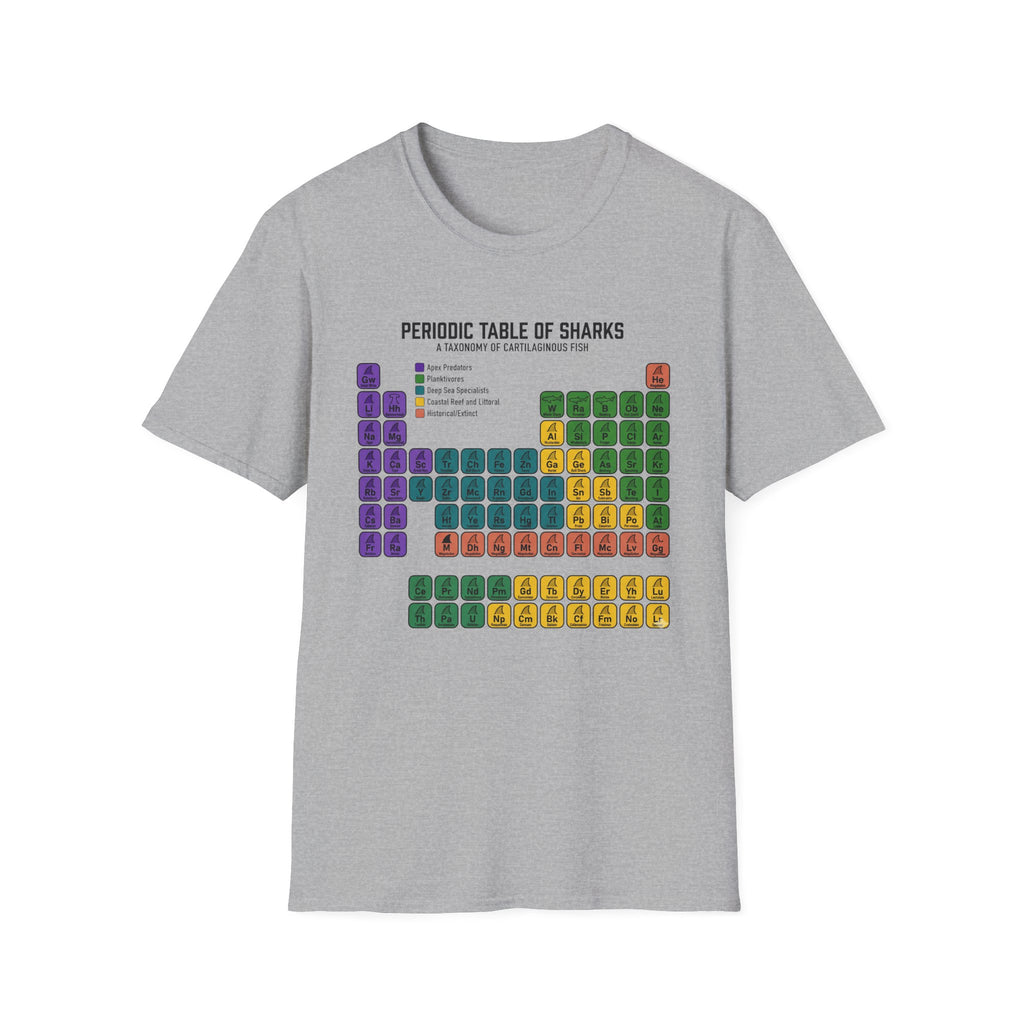 Periodic Table of Sharks T-Shirt — Graphic Shark Species Chart Tee