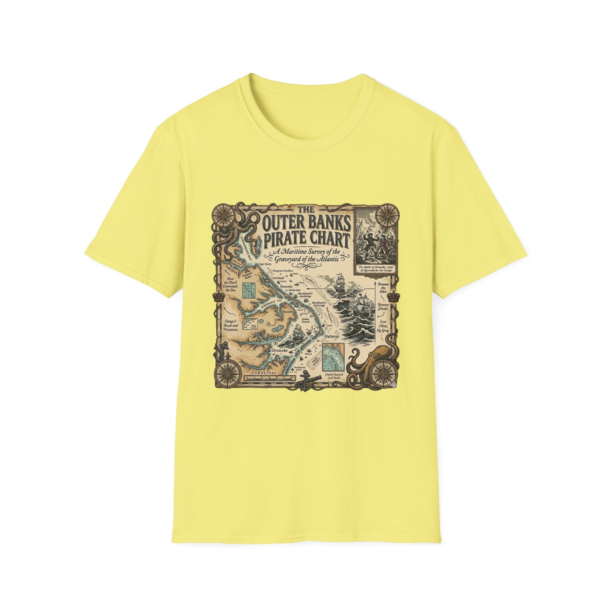 Outer Banks Pirate Map T-Shirt — Vintage Nautical Treasure Chart Tee