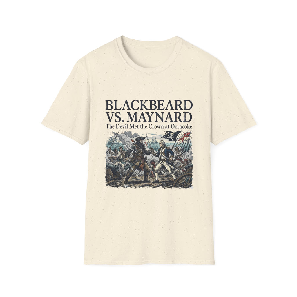 Blackbeard vs. Maynard T‑Shirt — "The Devil Met the Crown at Ocracoke" Historical Pirate Battle Tee
