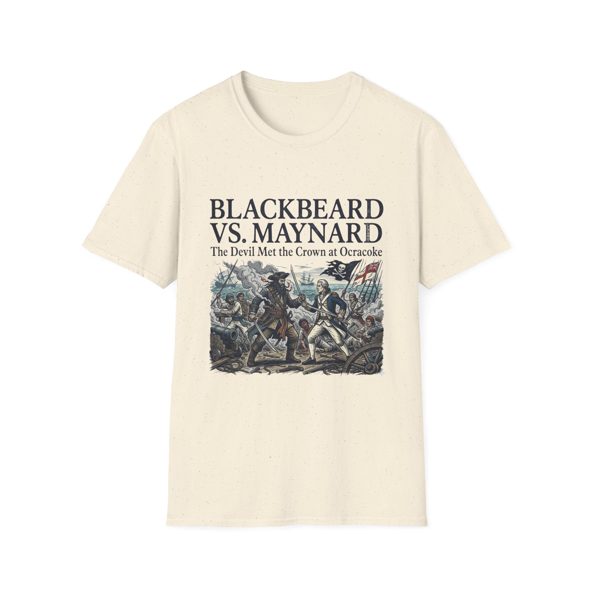 Blackbeard vs. Maynard T‑Shirt — "The Devil Met the Crown at Ocracoke" Historical Pirate Battle Tee