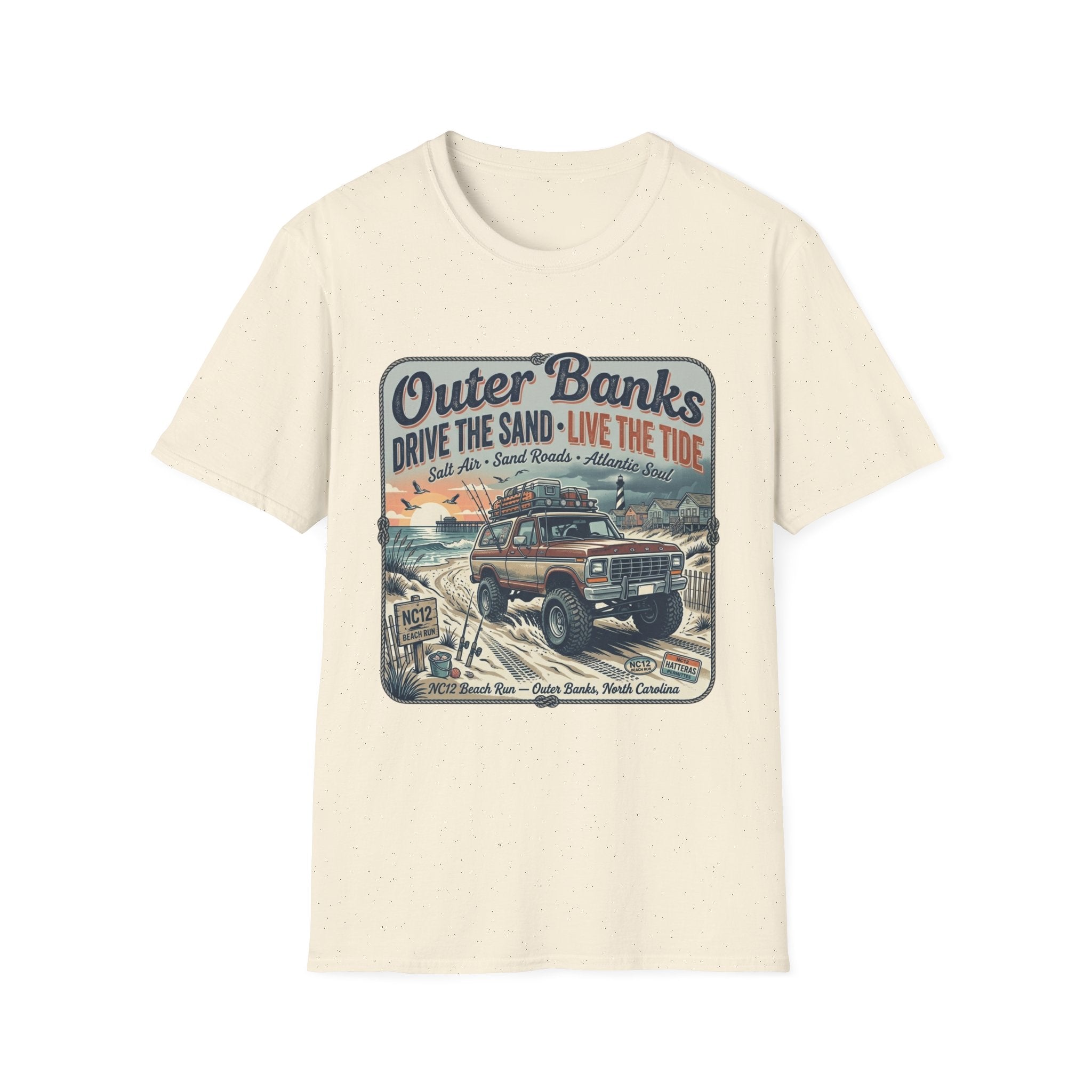 Outer Banks T-Shirt — "Drive the Sand • Live the Tide" Vintage Beach Tee