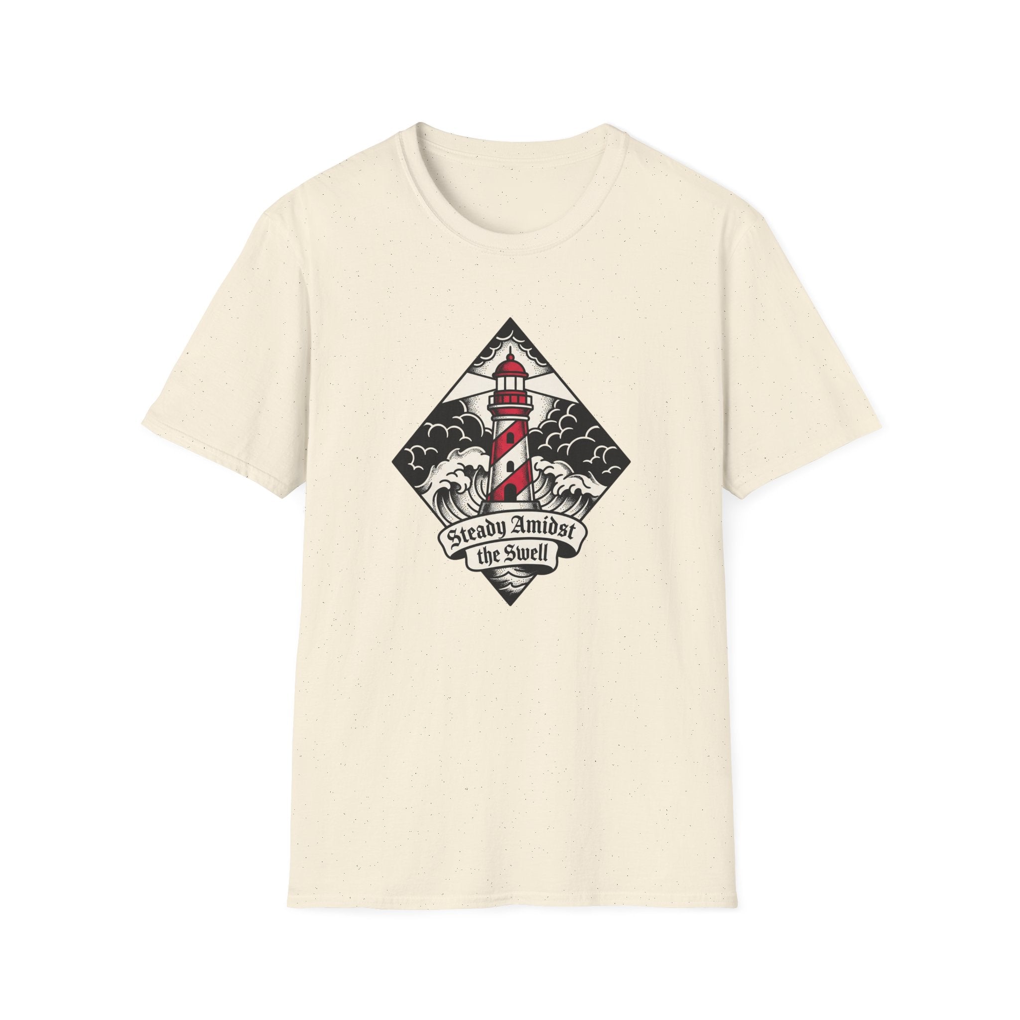 Lighthouse Graphic T-Shirt — "Steady Amidst the Swell" Nautical Tee
