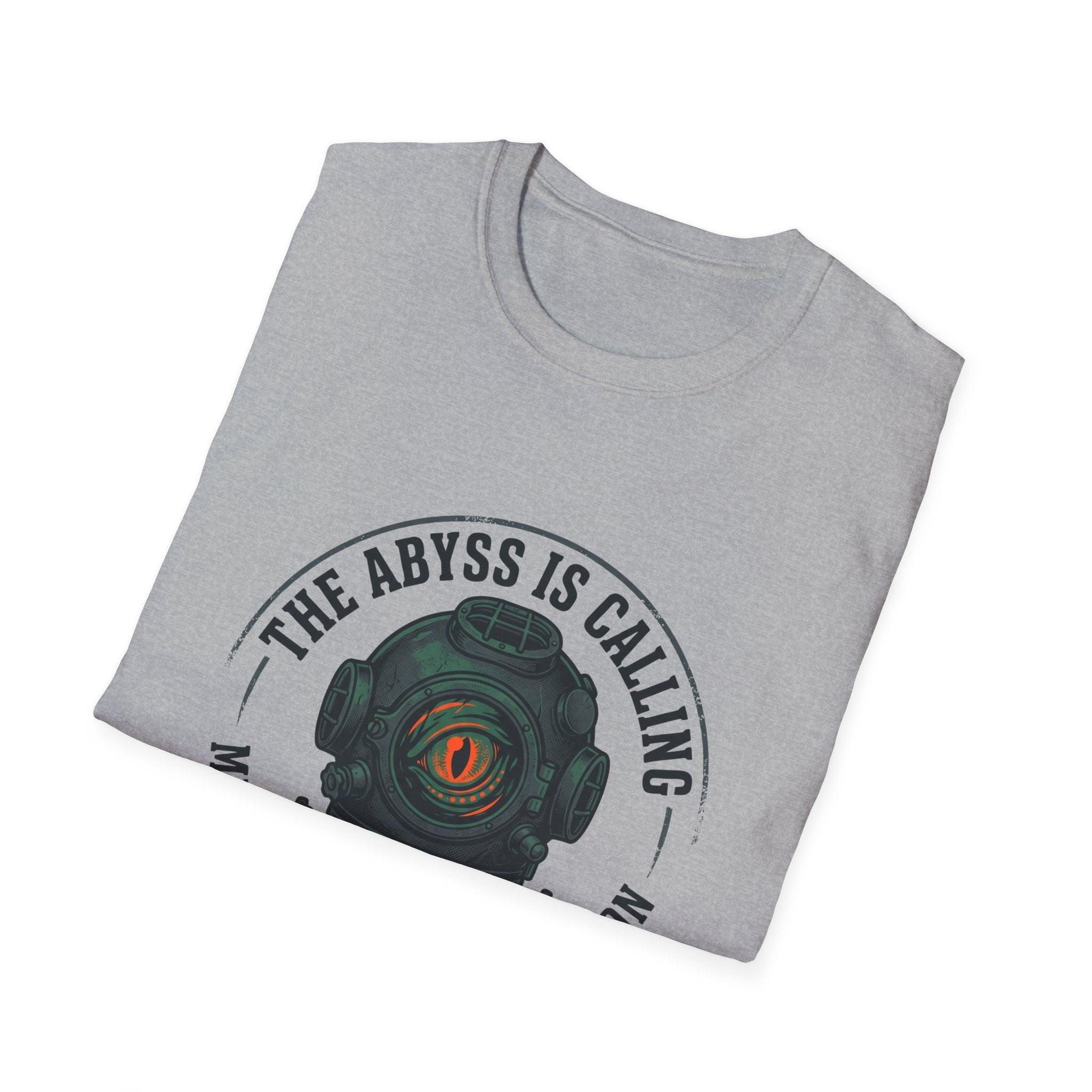 The Abyss Is Calling T-Shirt — Midnight Zone Diver Helmet Graphic Tee