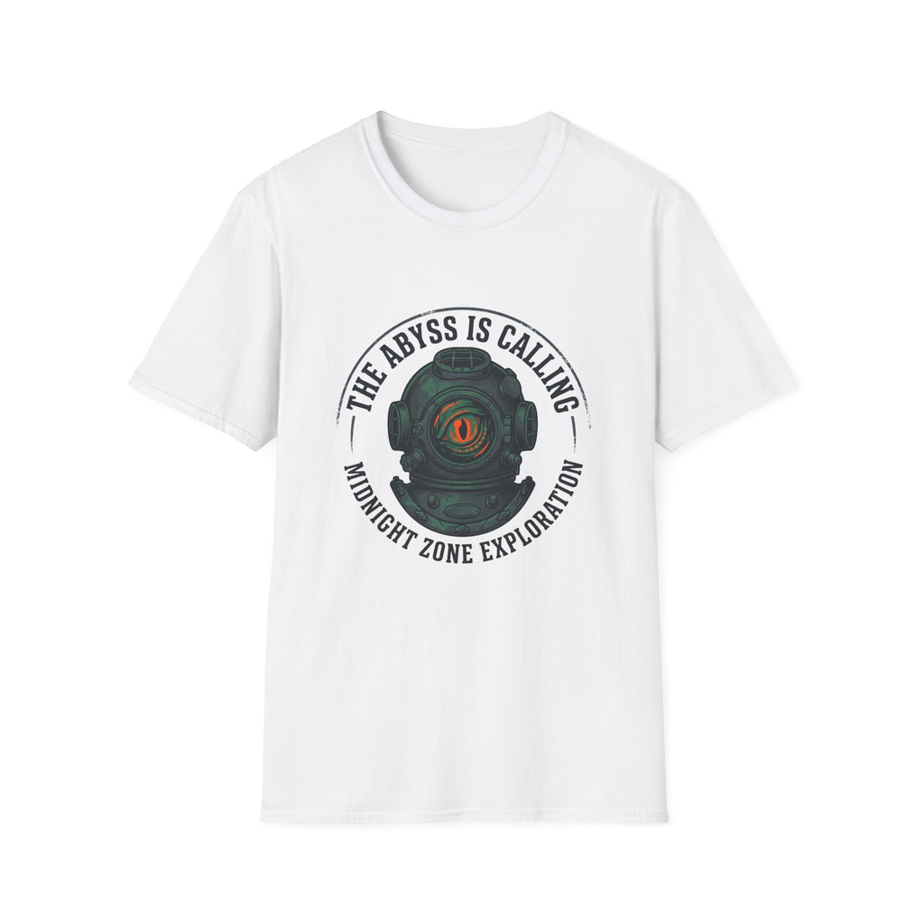 The Abyss Is Calling T-Shirt — Midnight Zone Diver Helmet Graphic Tee