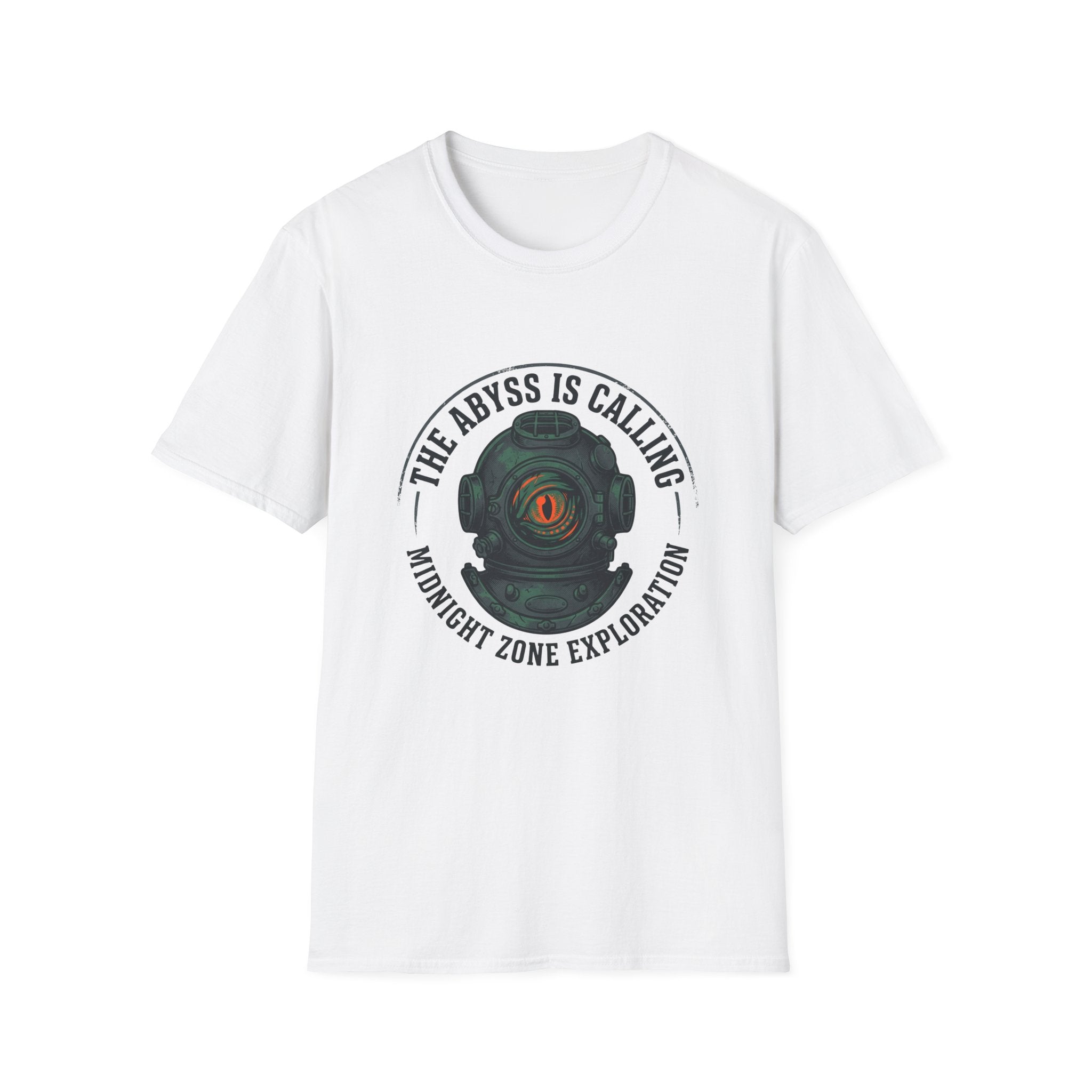 The Abyss Is Calling T-Shirt — Midnight Zone Diver Helmet Graphic Tee