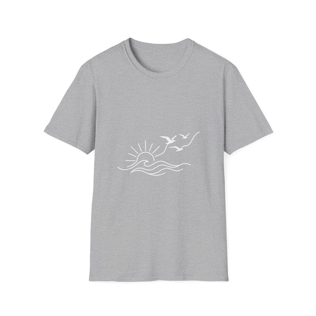 Sunrise Seagulls Graphic T-Shirt — Minimal Beach Sunset Tee