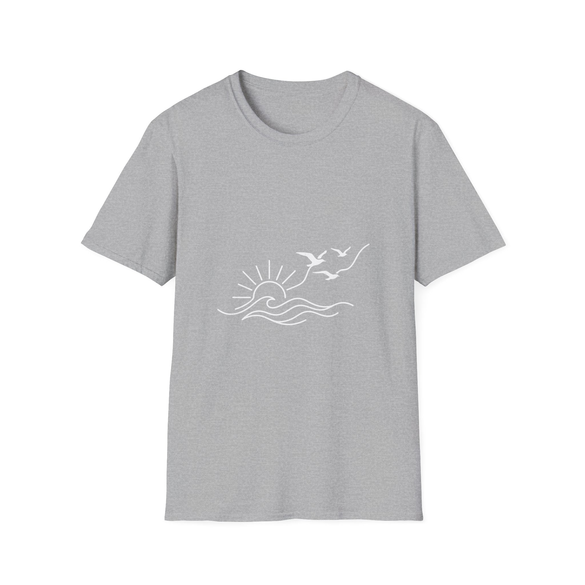 Sunrise Seagulls Graphic T-Shirt — Minimal Beach Sunset Tee
