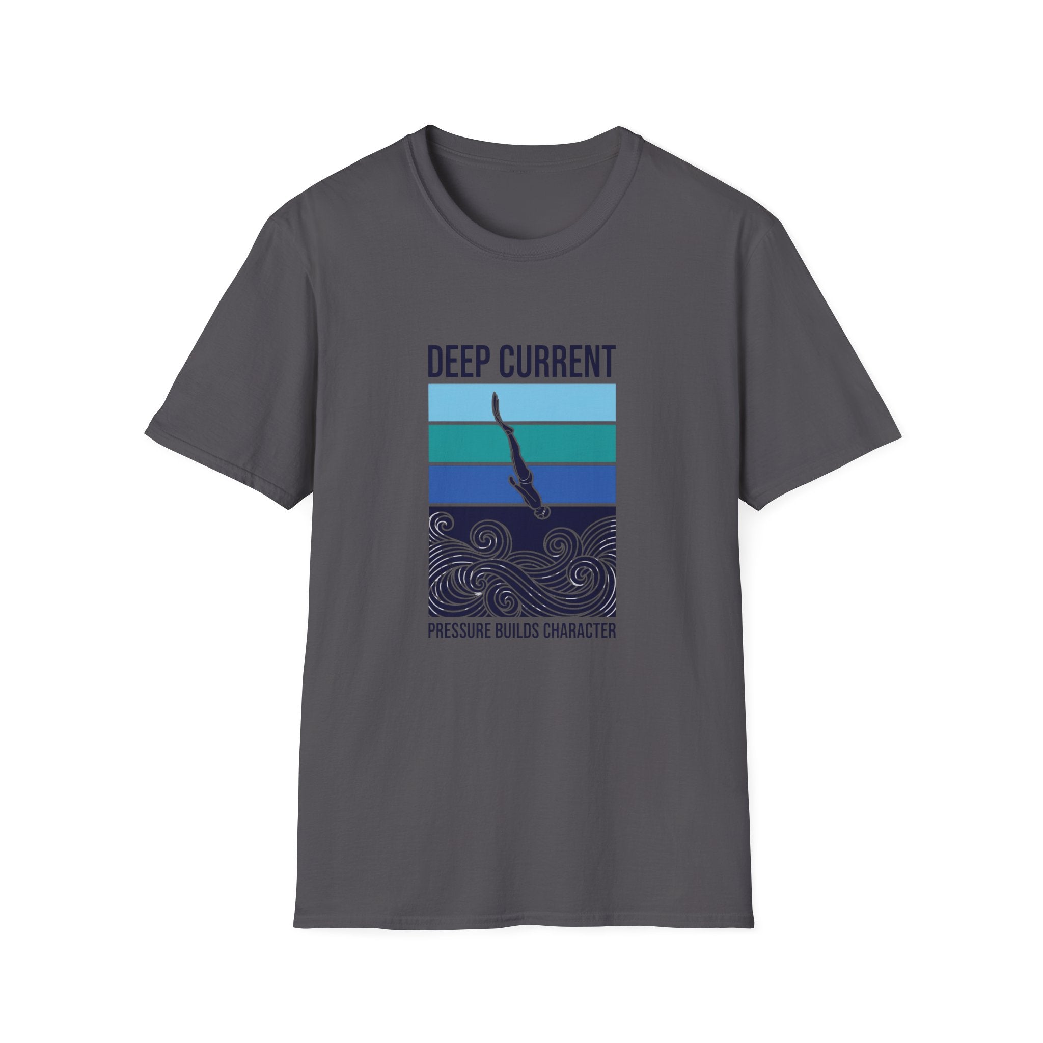 Deep Current Graphic T-Shirt — 'Pressure Builds Character' Ocean Diver Tee