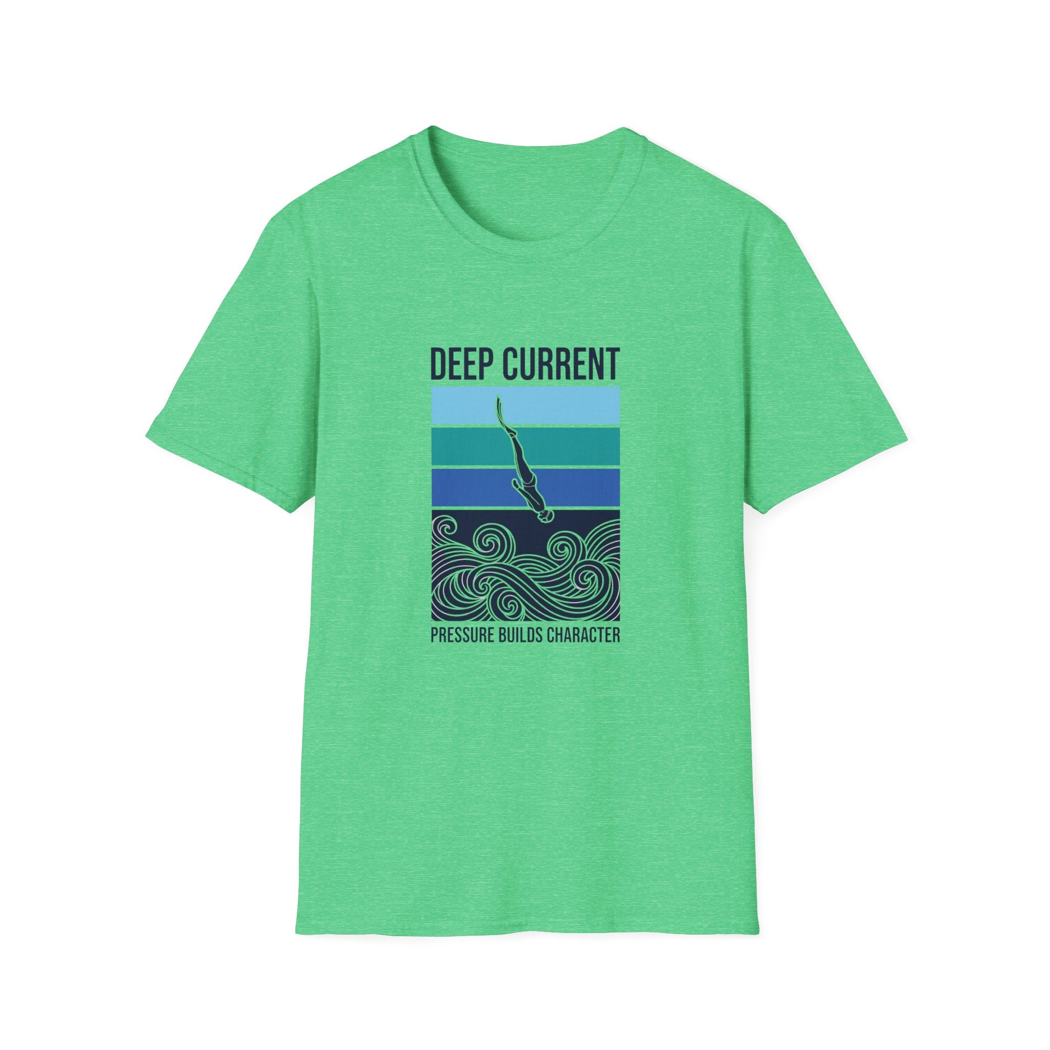 Deep Current Graphic T-Shirt — 'Pressure Builds Character' Ocean Diver Tee