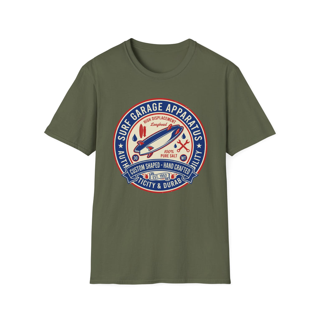 Garage Surf Apparel T-Shirt — Retro Surfboard Badge Design
