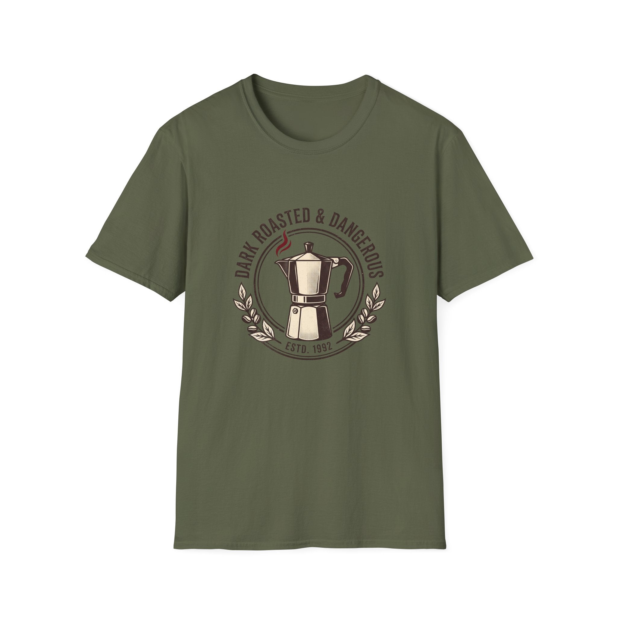 Moka Pot Tee — "Dark Roasted & Dangerous" Coffee T-Shirt