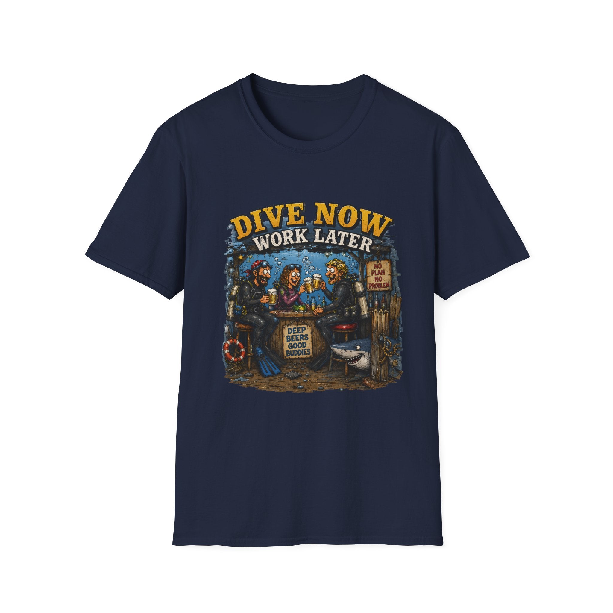 Dive Now Work Later T-Shirt — Funny Scuba Diving Tee for Divers