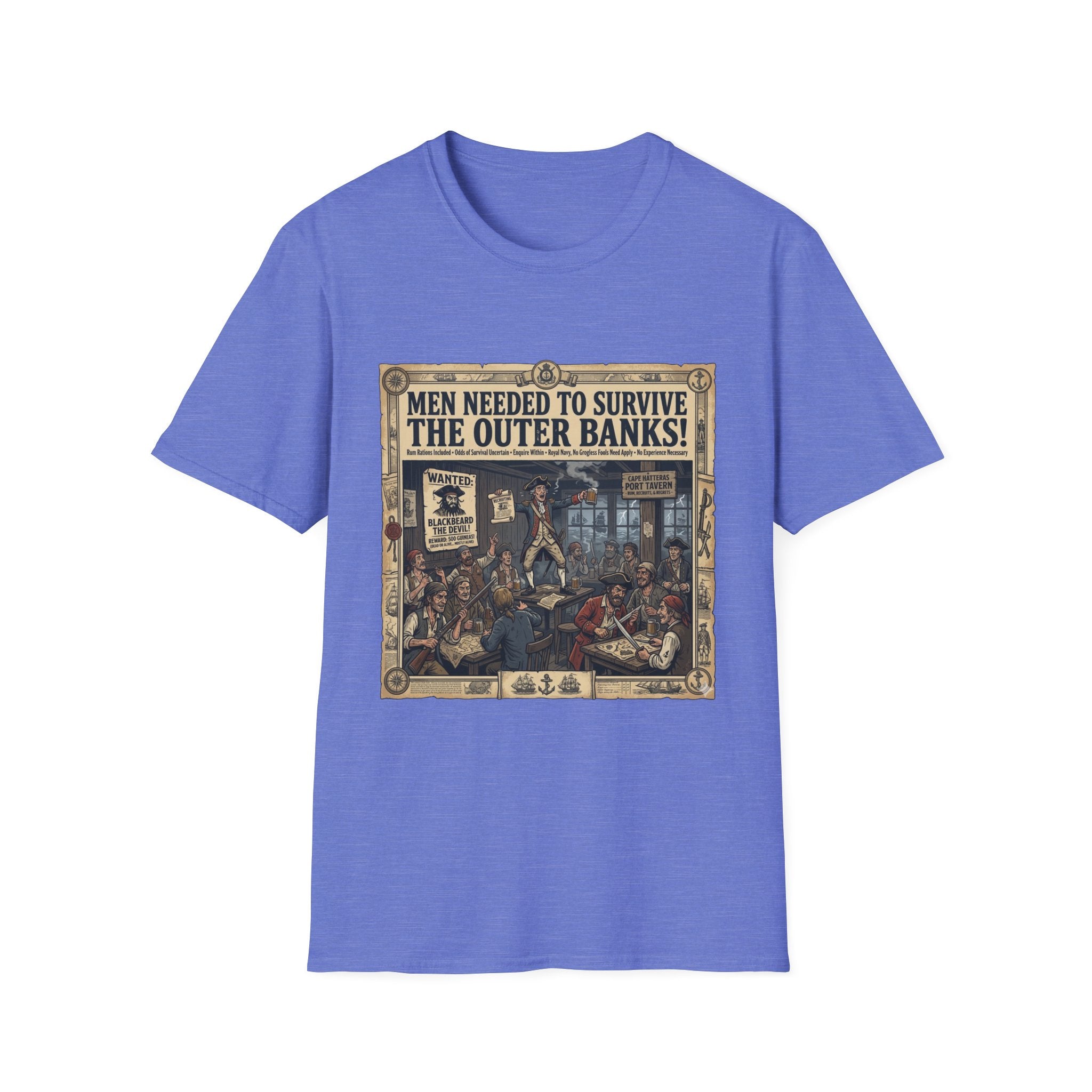 Outer Banks Wanted Poster T-Shirt — "Men Needed to Survive the Outer Banks!" Vintage Nautical Tee