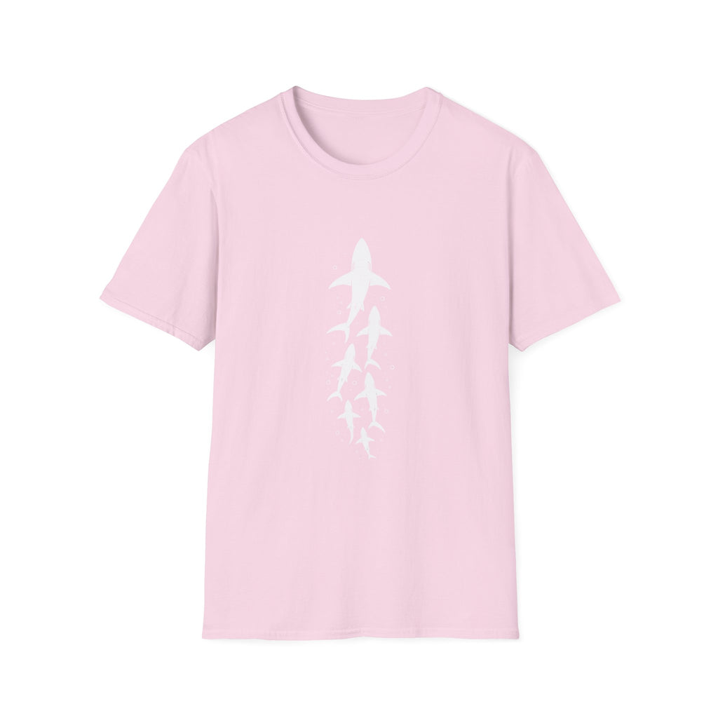 Shark Family Graphic T-Shirt — Vertical White Sharks Design
