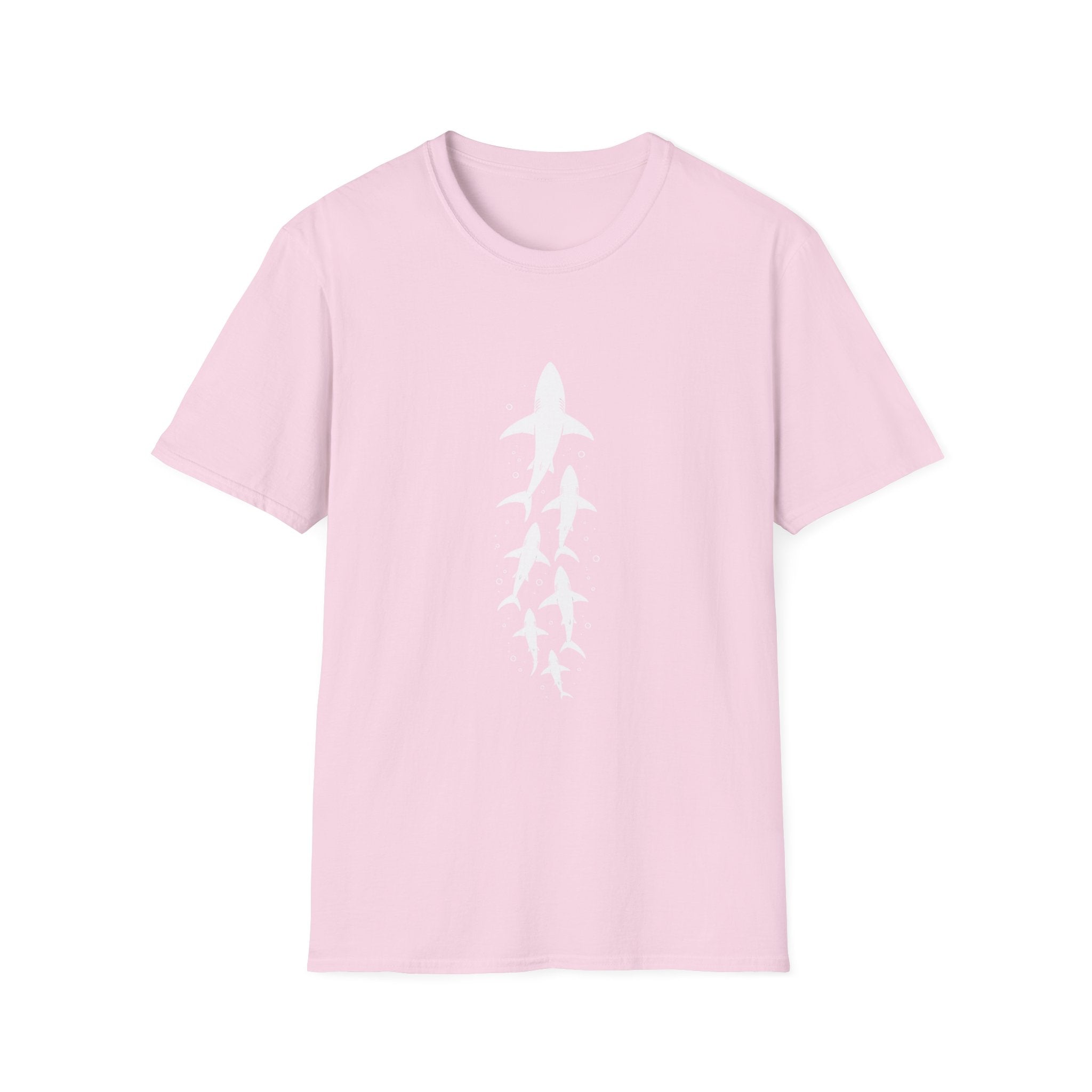 Shark Family Graphic T-Shirt — Vertical White Sharks Design