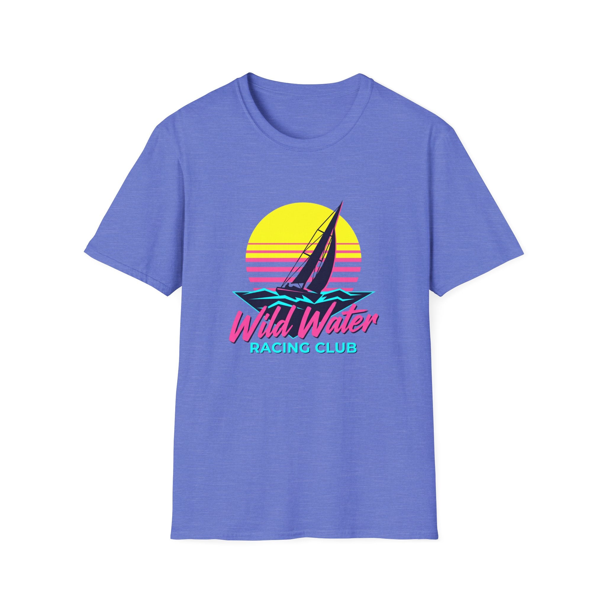 Sailboat Sunset T-Shirt — "Wild Water Racing Club" Retro Nautical Tee
