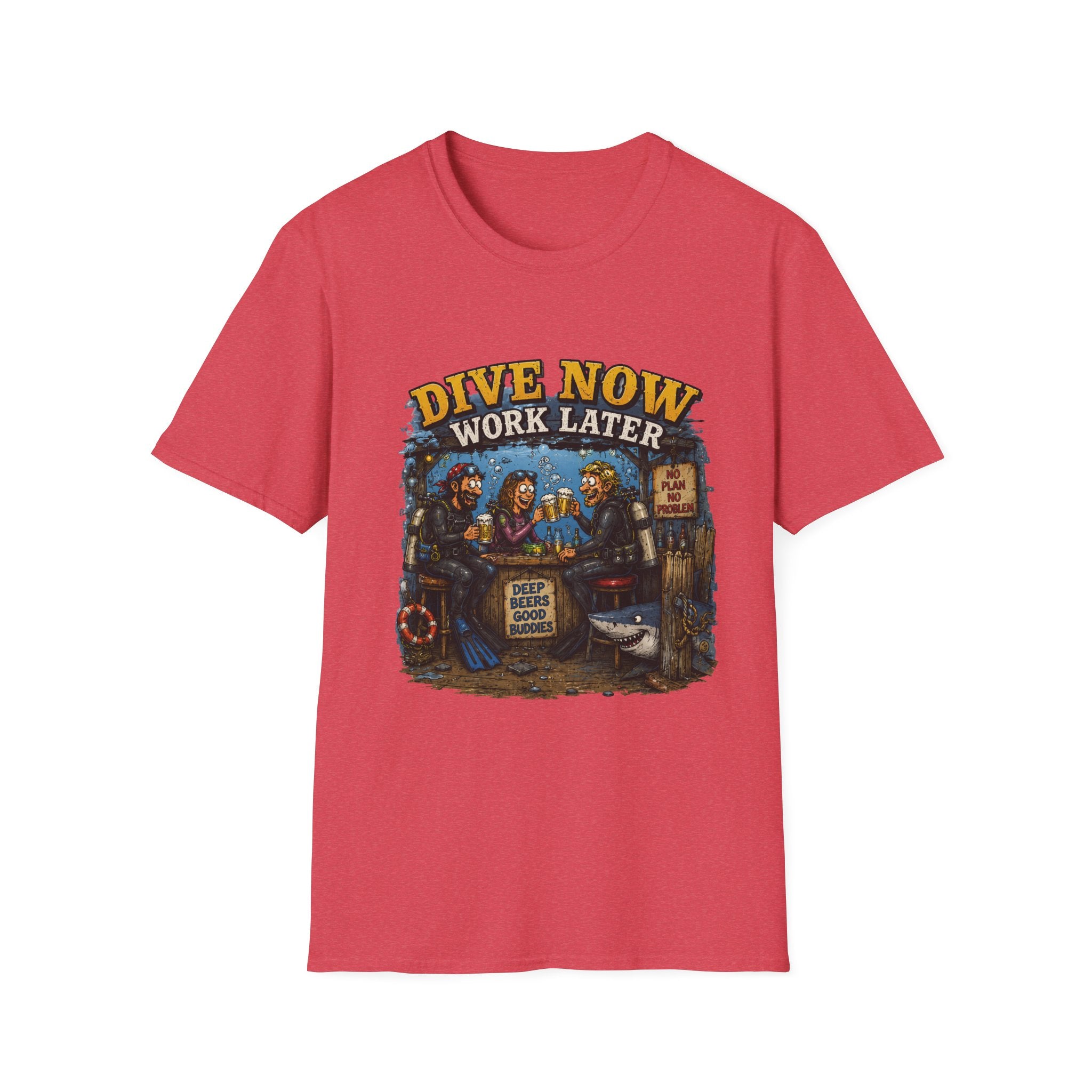 Dive Now Work Later T-Shirt — Funny Scuba Diving Tee for Divers