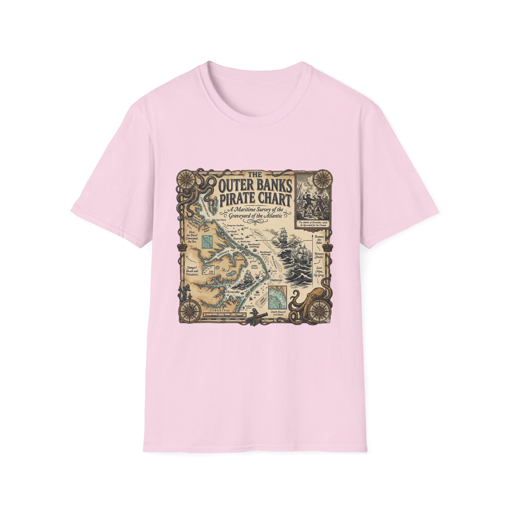 Outer Banks Pirate Map T-Shirt — Vintage Nautical Treasure Chart Tee