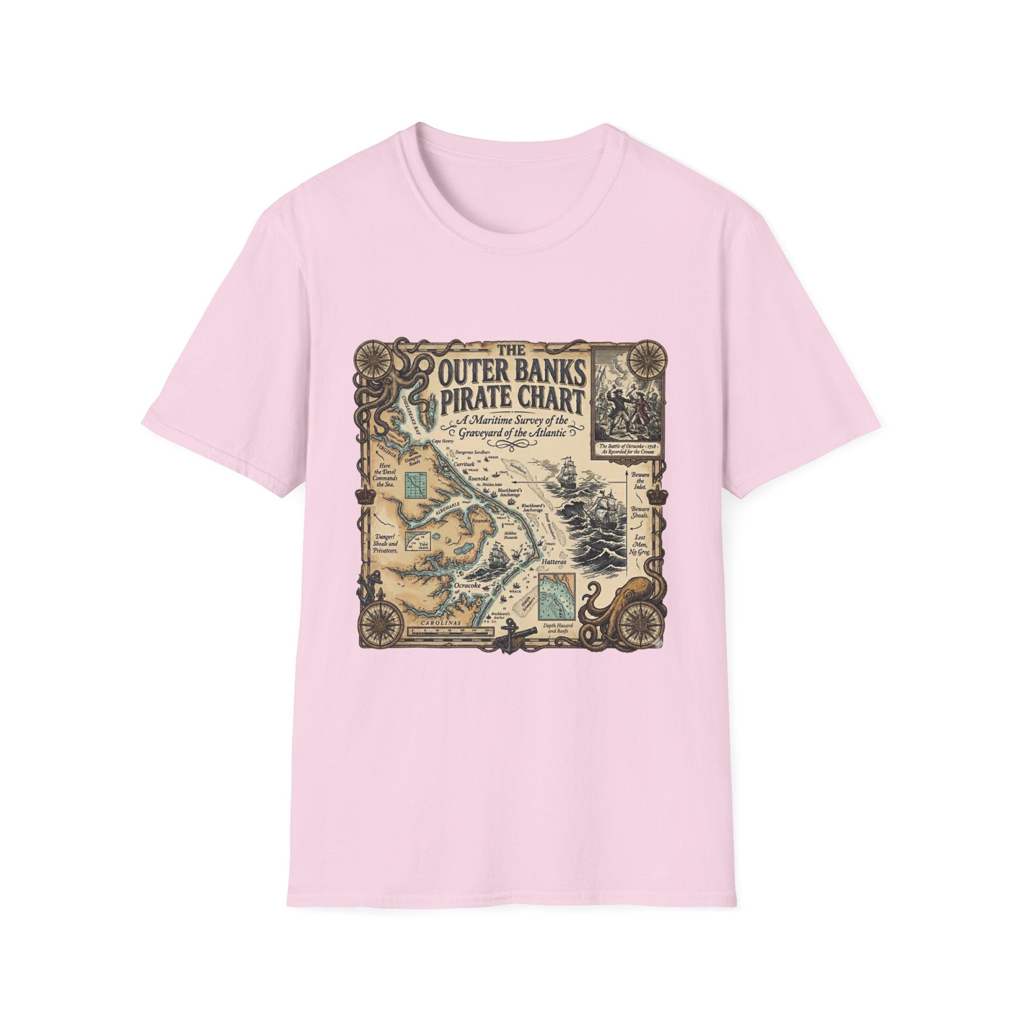Outer Banks Pirate Map T-Shirt — Vintage Nautical Treasure Chart Tee