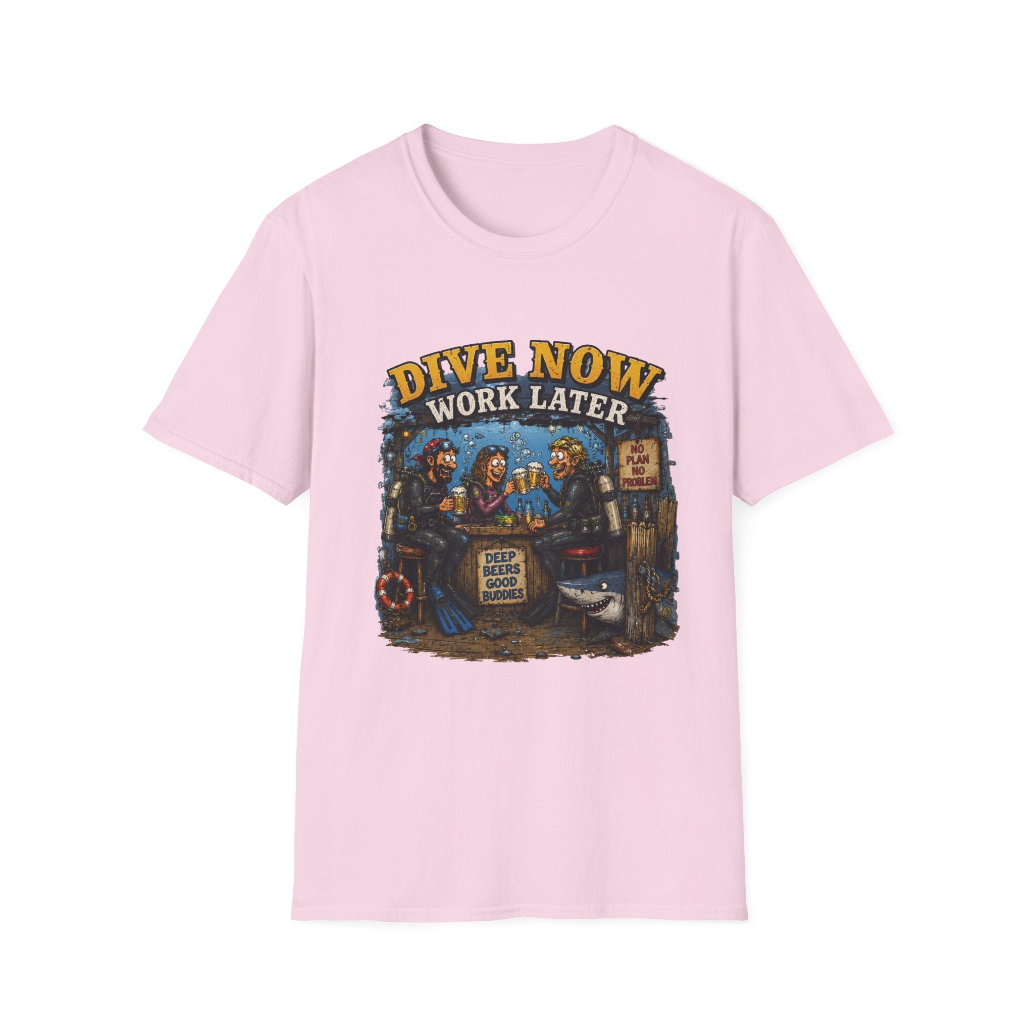 Dive Now Work Later T-Shirt — Funny Scuba Diving Tee for Divers