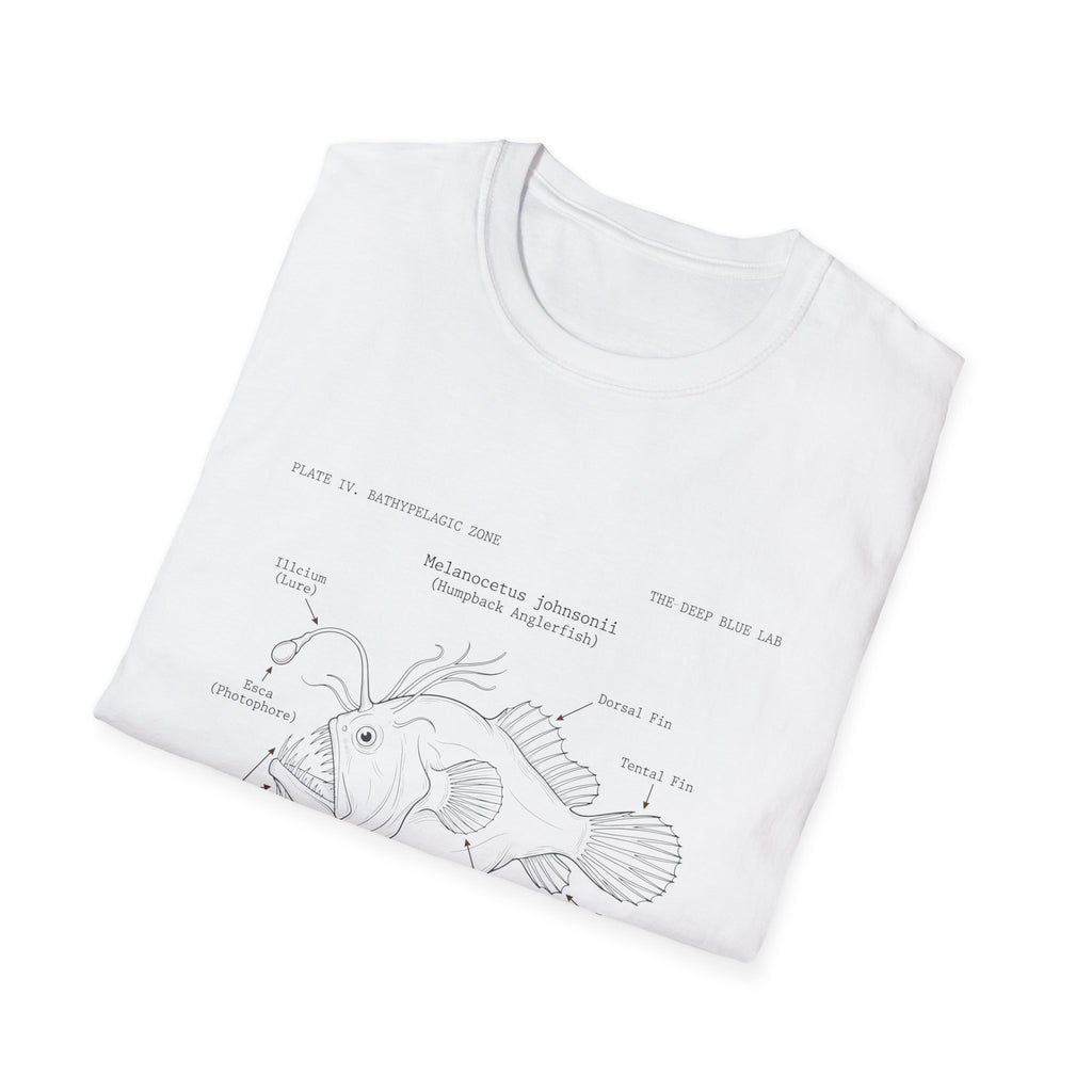 Anglerfish Anatomy Tee — Scientific Diagram Fish T-Shirt with “Anatomy of an Anglerfish” Design