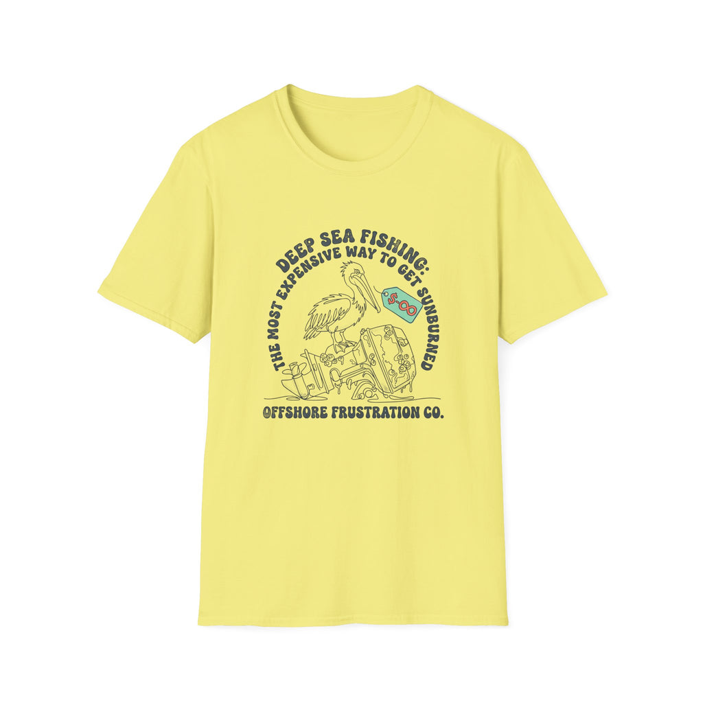 Fishing T-Shirt — “Deep Sea Fishing: The Most Expensive Way to Get Sunburned” Vintage Offshore Graphic