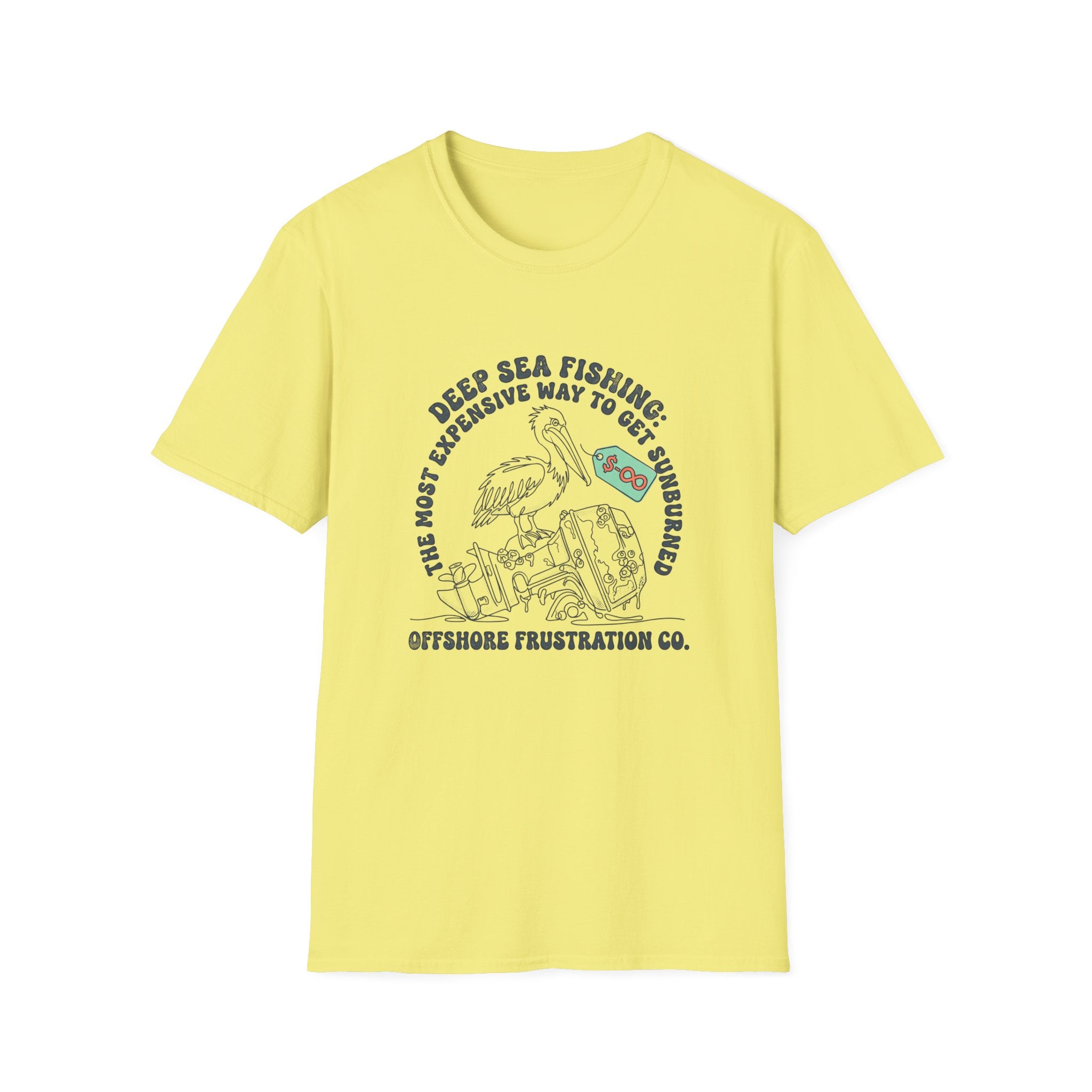 Fishing T-Shirt — “Deep Sea Fishing: The Most Expensive Way to Get Sunburned” Vintage Offshore Graphic