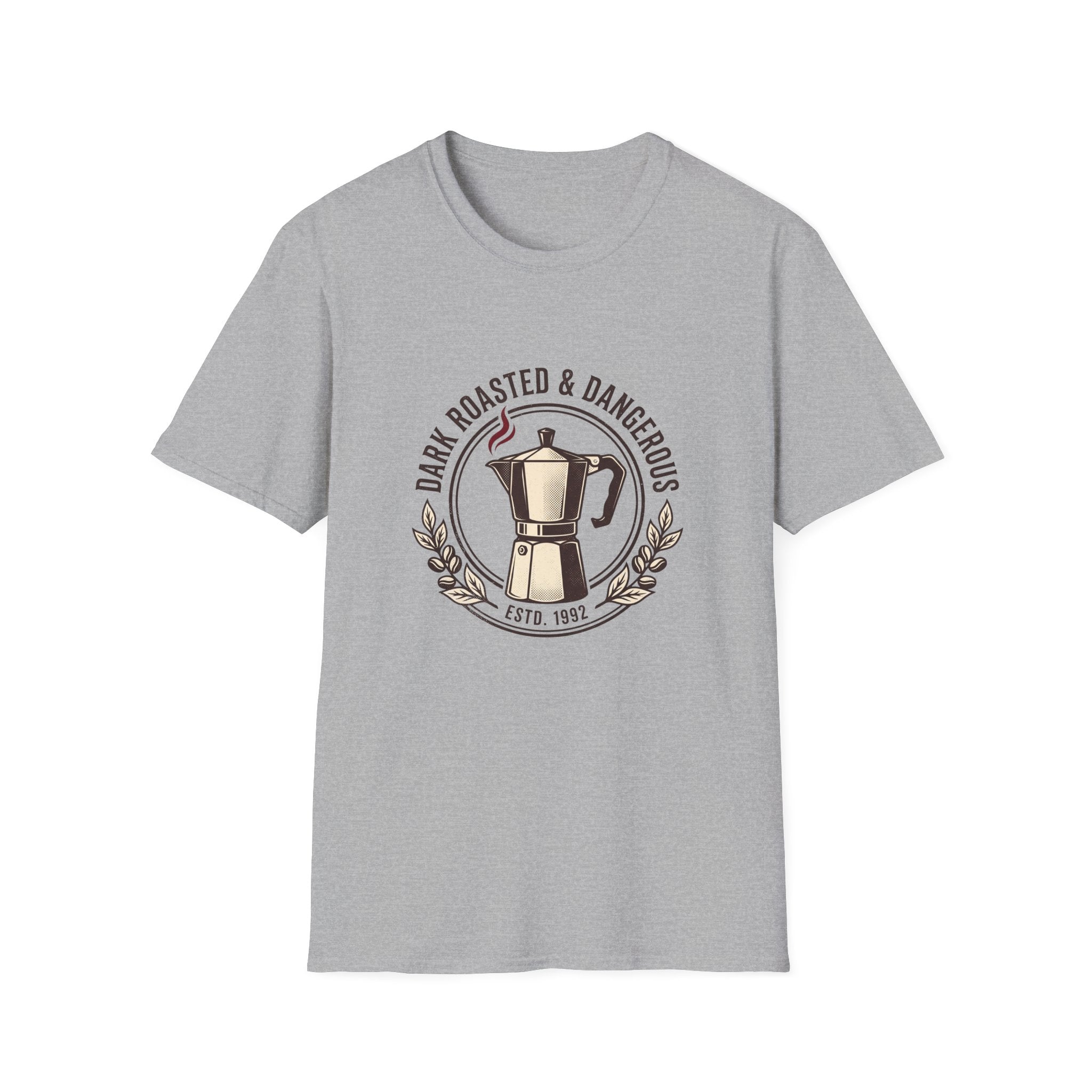 Moka Pot Tee — "Dark Roasted & Dangerous" Coffee T-Shirt