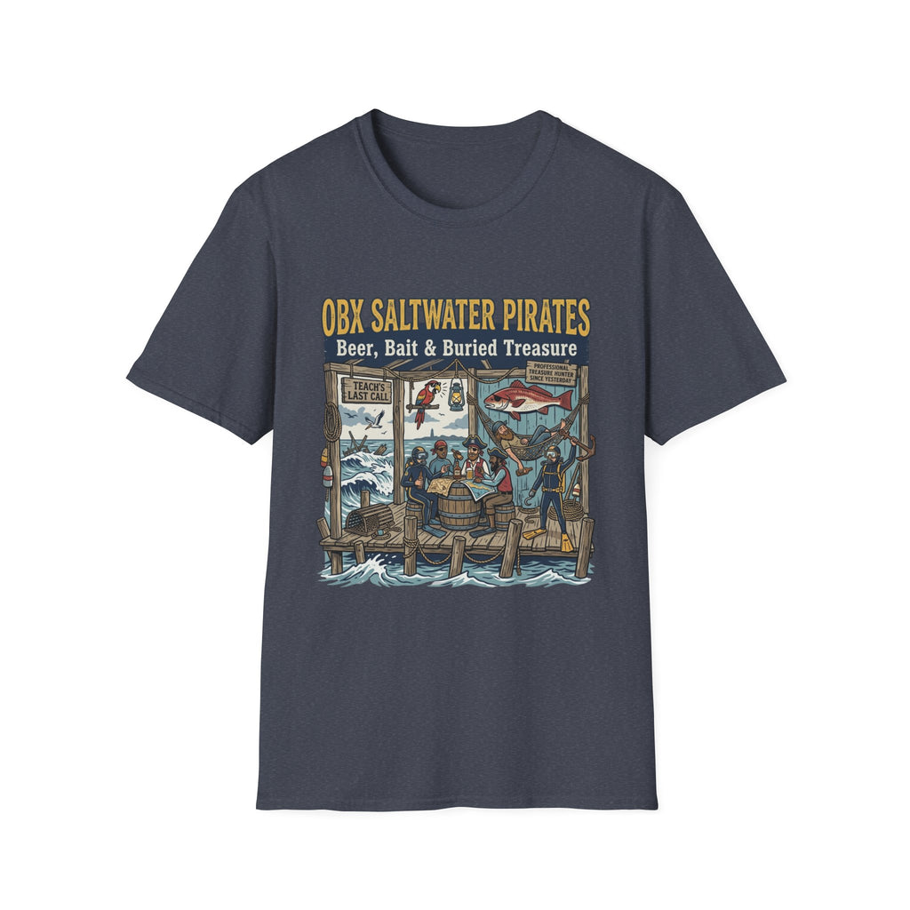 OBX Saltwater Pirates T-Shirt — "Beer, Bait & Buried Treasure" Coastal Fishing Tee