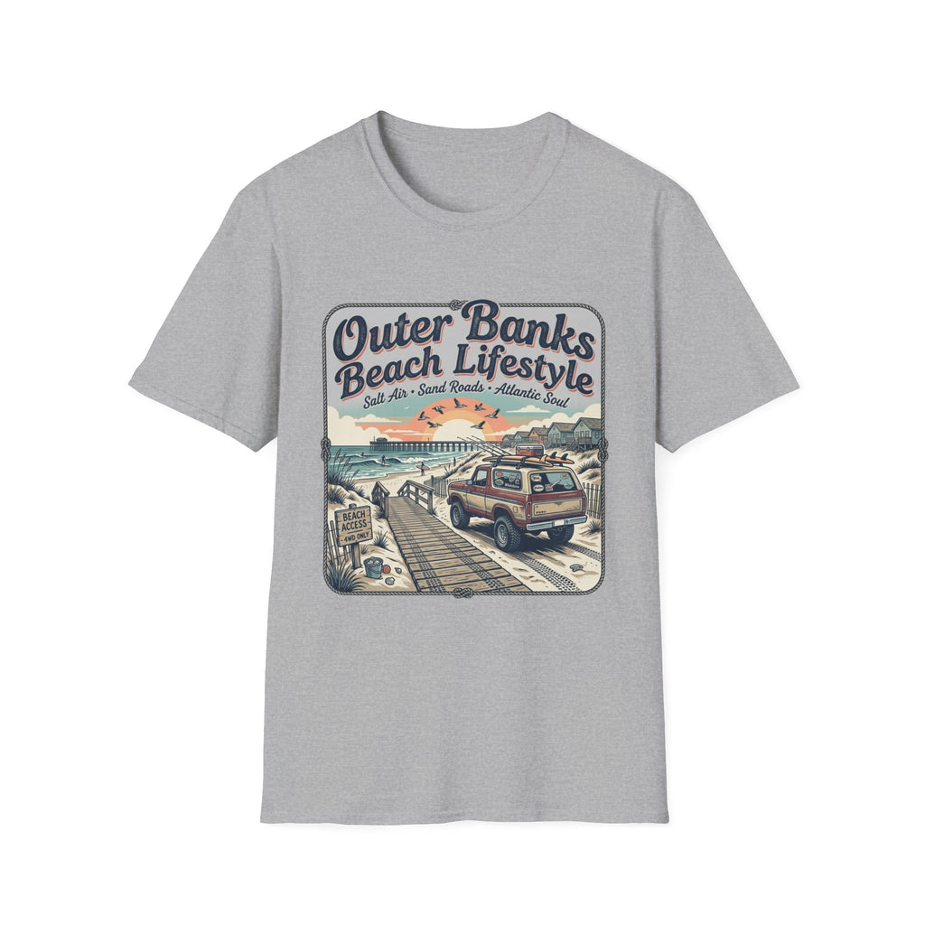 Outer Banks Beach Lifestyle T-Shirt — Vintage Coastal Surf & Sand Graphic Tee
