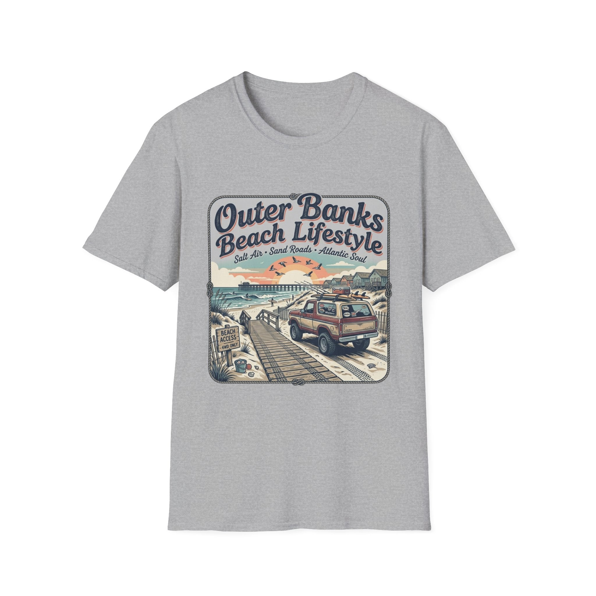 Outer Banks Beach Lifestyle T-Shirt — Vintage Coastal Surf & Sand Graphic Tee