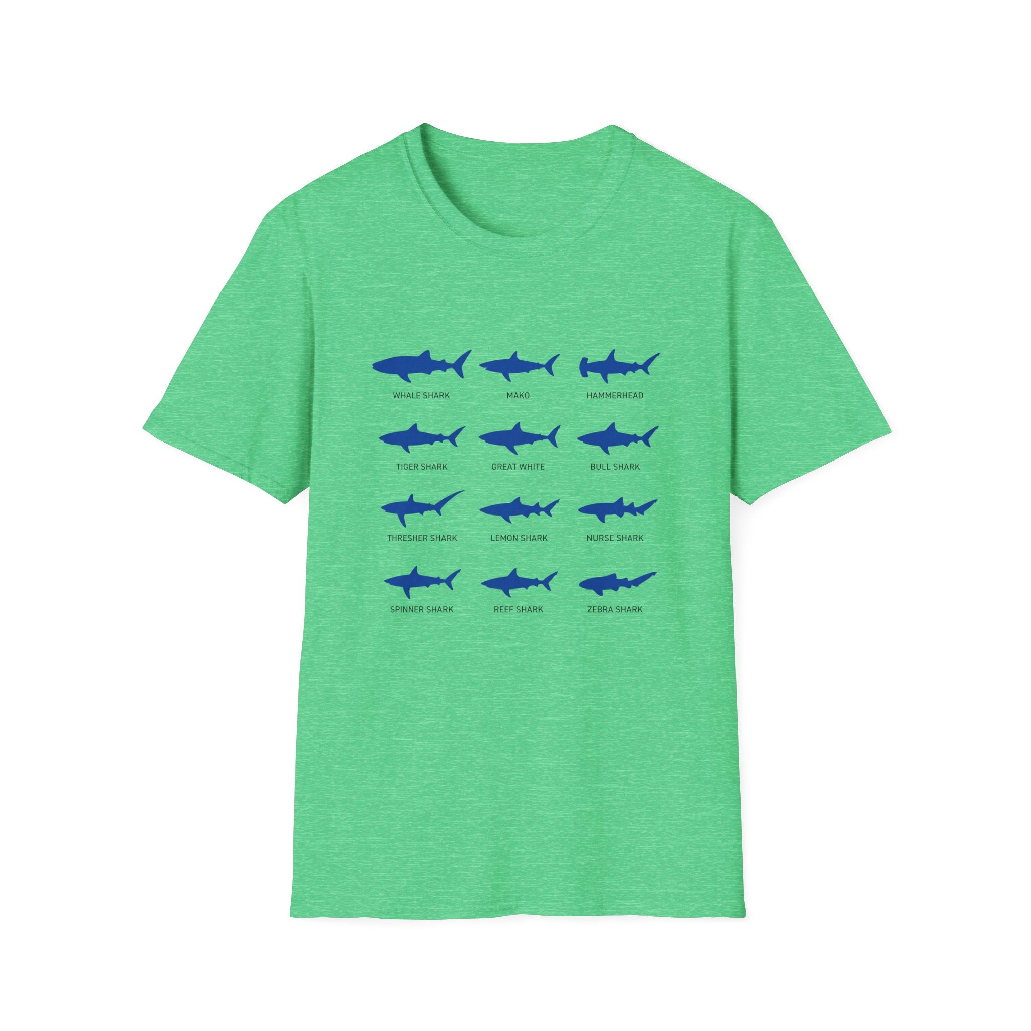Shark Species Chart T-Shirt – Illustrated Blue Sharks Tee