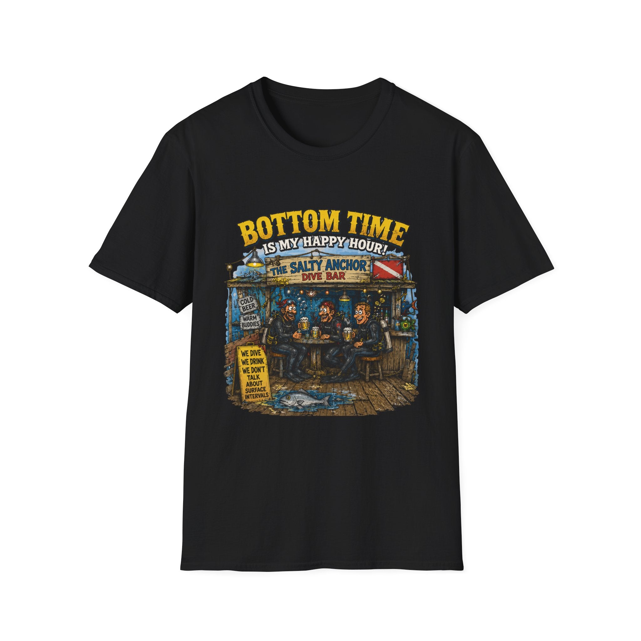 Bottom Time Is My Happy Hour T-Shirt — Salty Anchor Dive Bar Graphic Tee