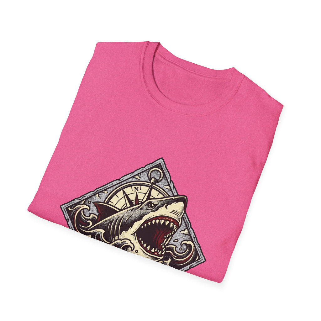 Shark Vintage Crest T-Shirt — "Respect the Current" Nautical Graphic Tee