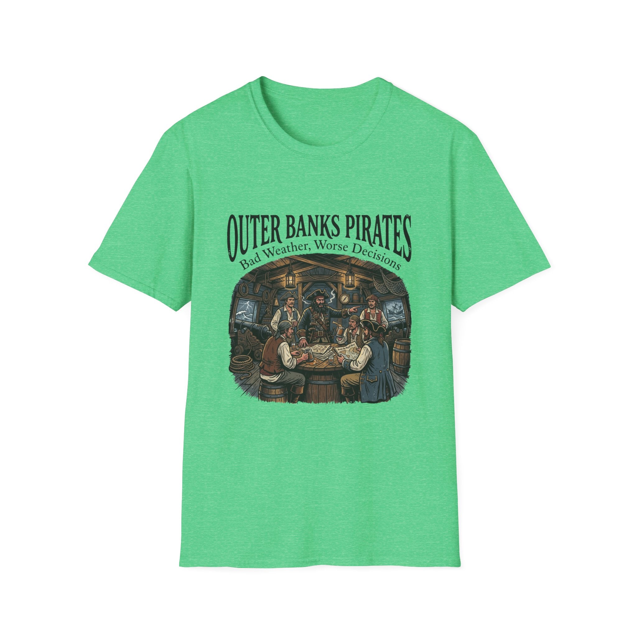 Outer Banks Pirates T-Shirt — "Bad Weather, Worse Decisions" Nautical Pirate Crew Tee