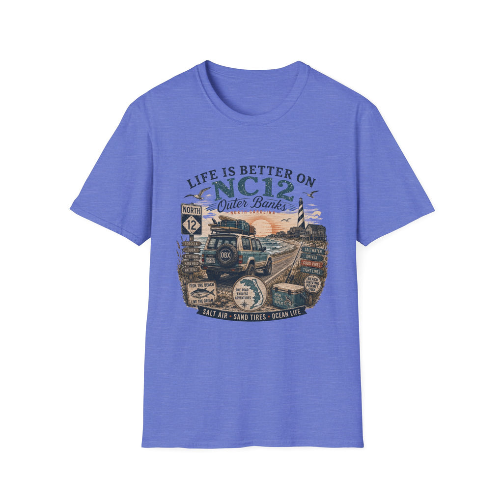 Life Is Better on NC 12 Outer Banks T-Shirt — Coastal Beach Road Trip Tee