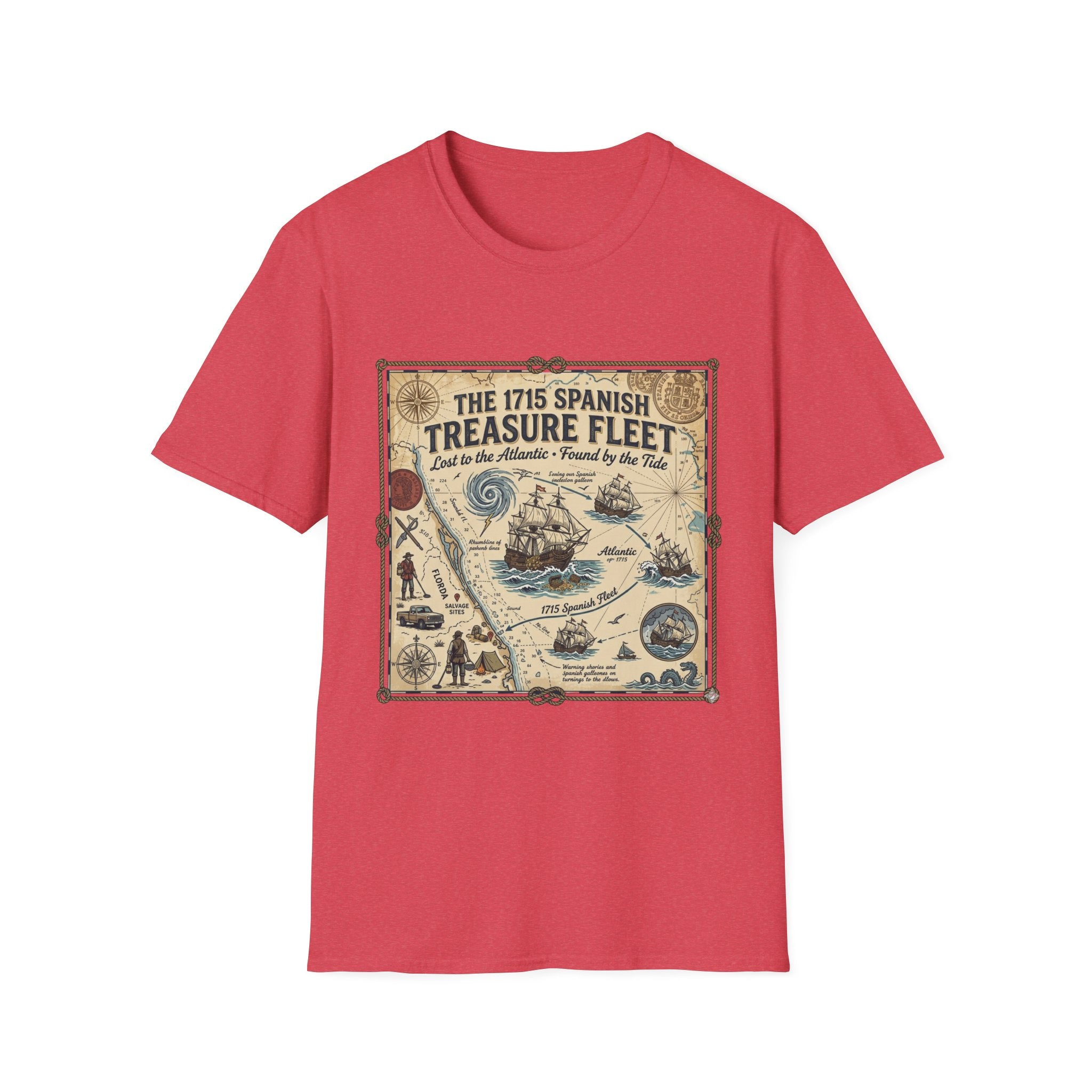 Treasure Fleet T-Shirt — 1715 Spanish Shipwreck Map Vintage Dive Tee