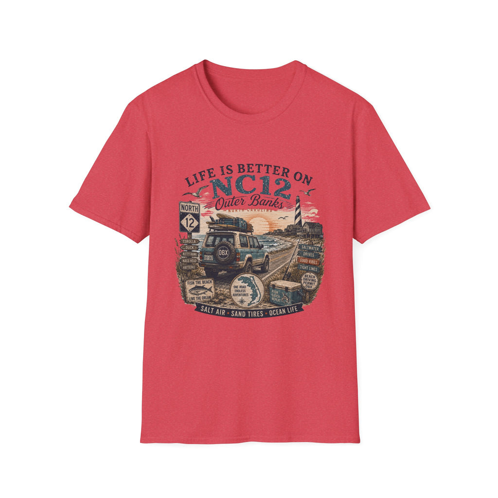 Life Is Better on NC 12 Outer Banks T-Shirt — Coastal Beach Road Trip Tee