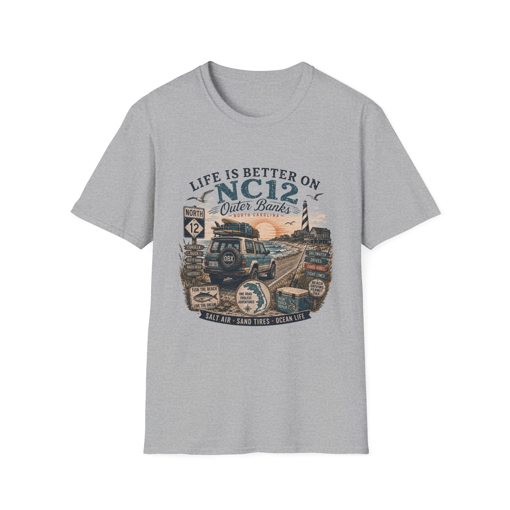 Life Is Better on NC 12 Outer Banks T-Shirt — Coastal Beach Road Trip Tee