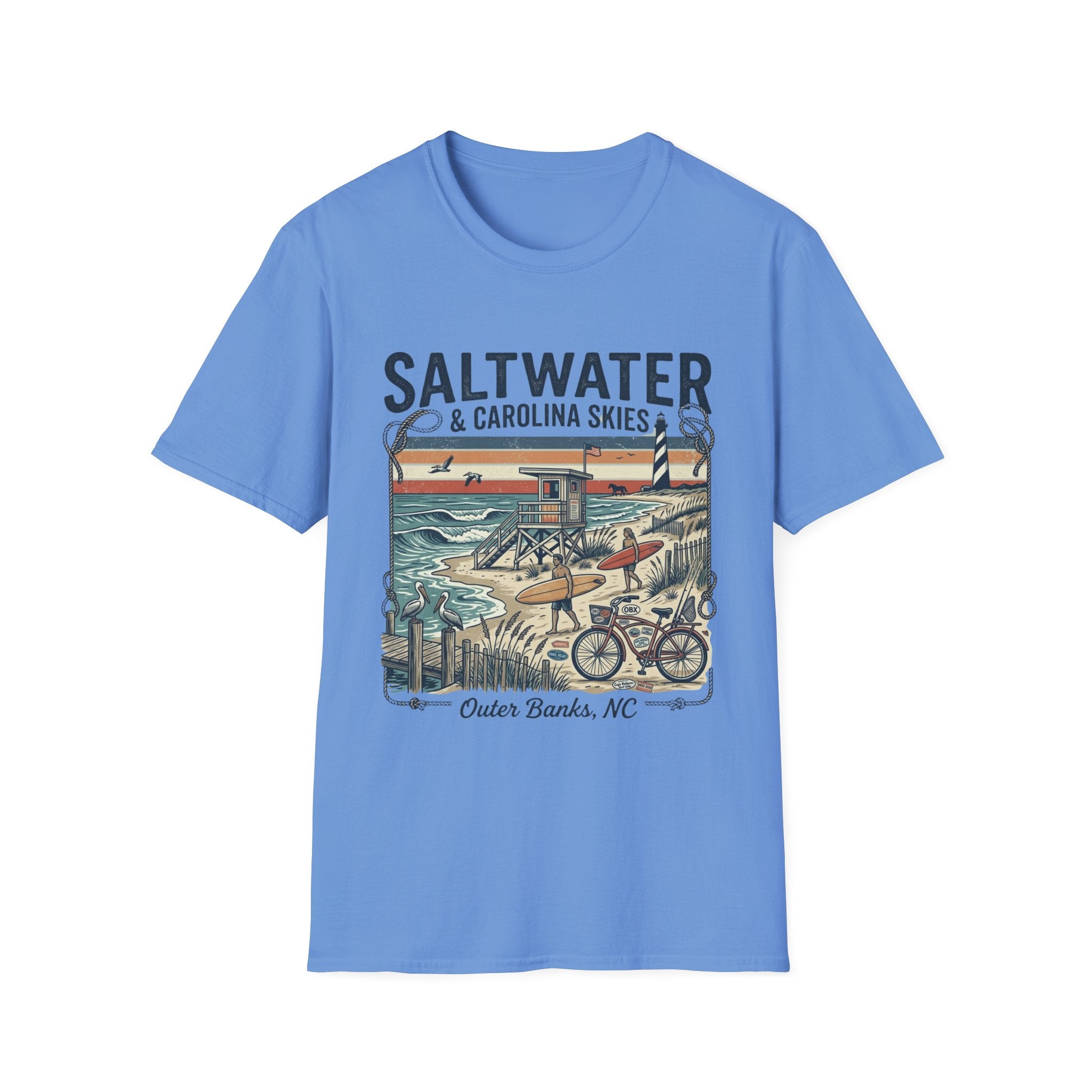 Saltwater & Carolina Skies T-Shirt — Outer Banks Vintage Beach Tee
