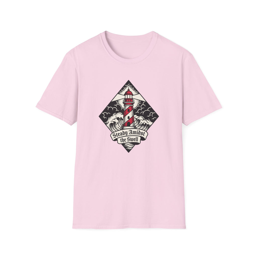 Lighthouse Graphic T-Shirt — "Steady Amidst the Swell" Nautical Tee
