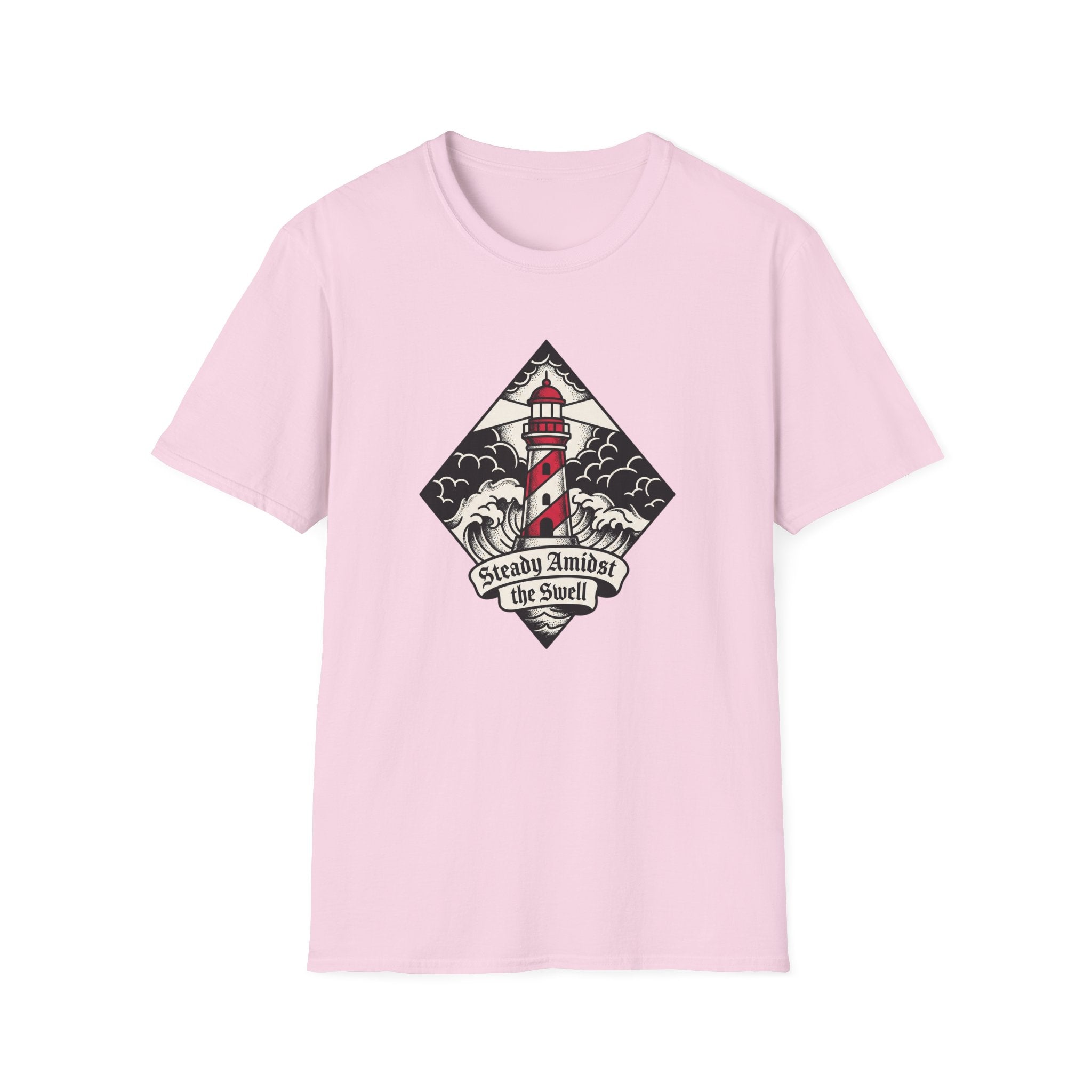Lighthouse Graphic T-Shirt — "Steady Amidst the Swell" Nautical Tee