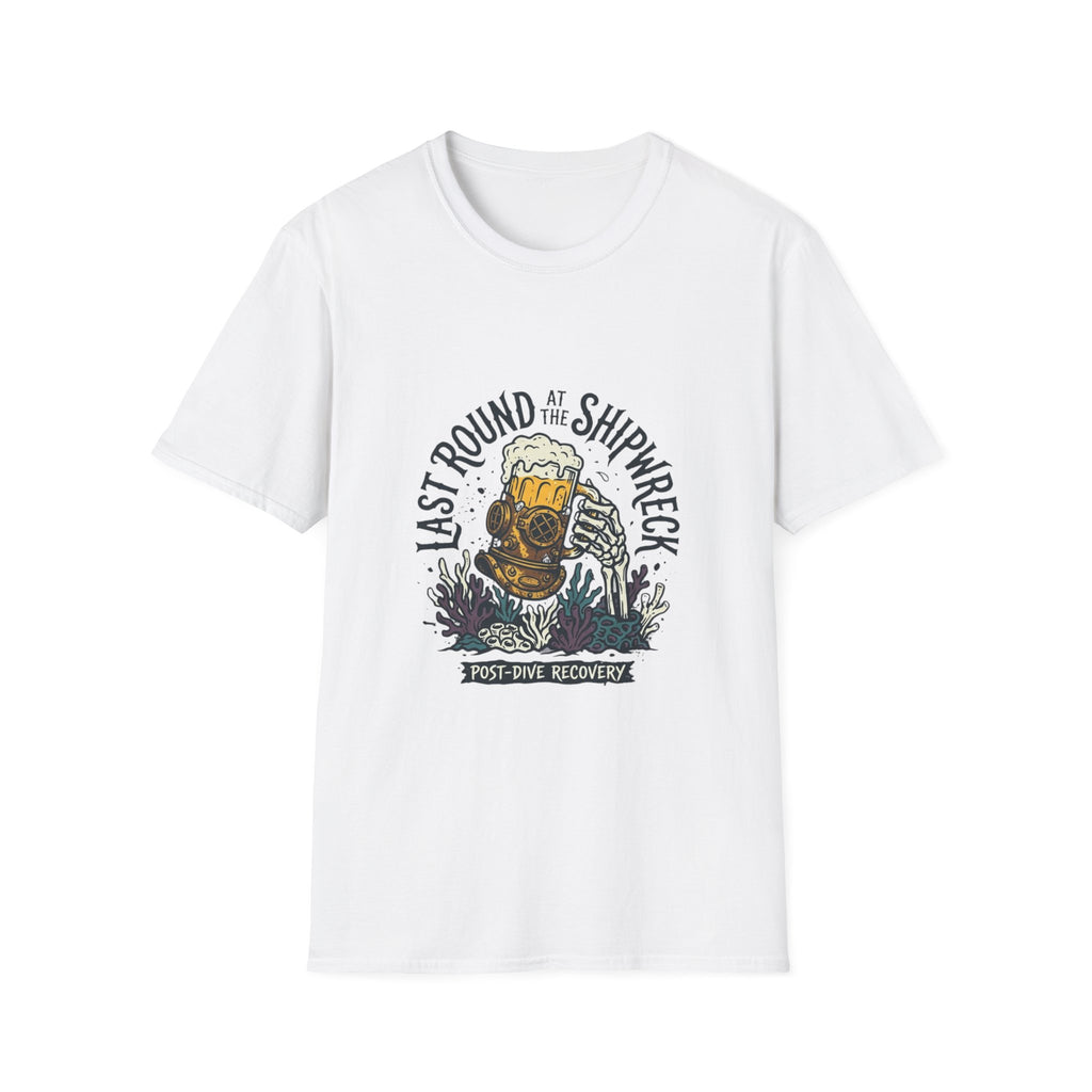Shipwreck Dive T-Shirt — "Last Round at the Shipwreck" Beer & Scuba Graphic Tee